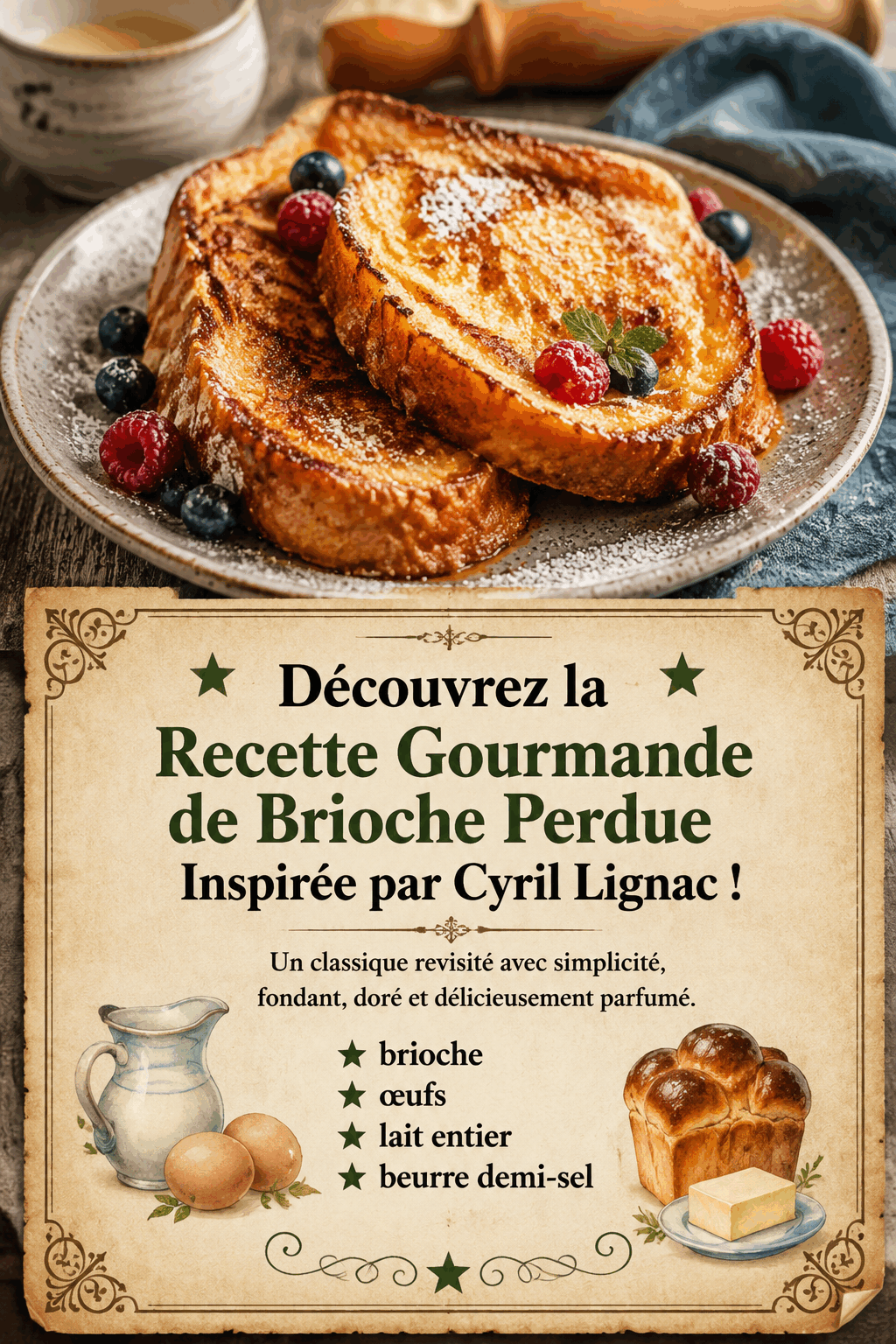 Découvrez la Recette Gourmande de Brioche Perdue Inspirée par Cyril Lignac !