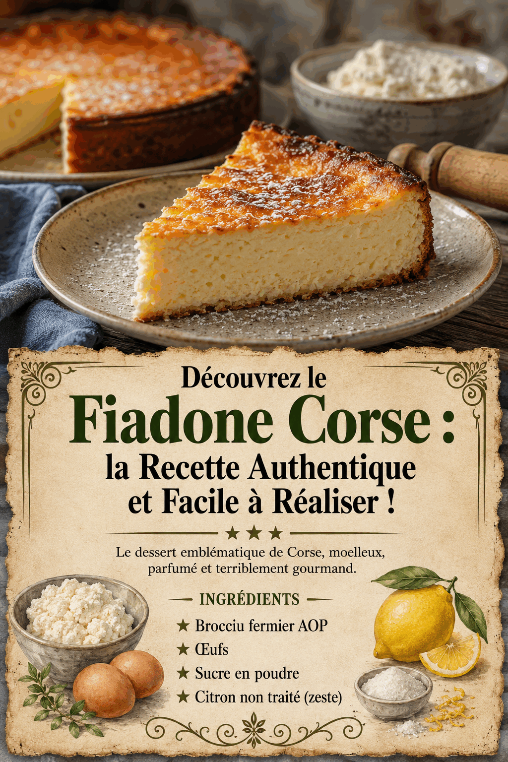 Découvrez le Fiadone Corse : la Recette Authentique et Facile à Réaliser !