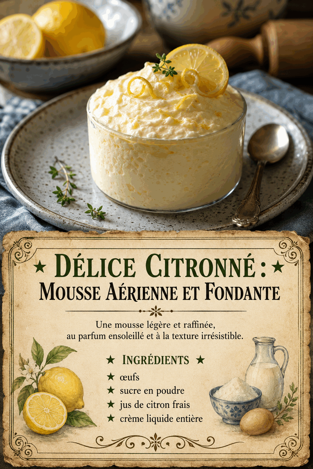 Délice Citronné : Mousse Aérienne et Fondante