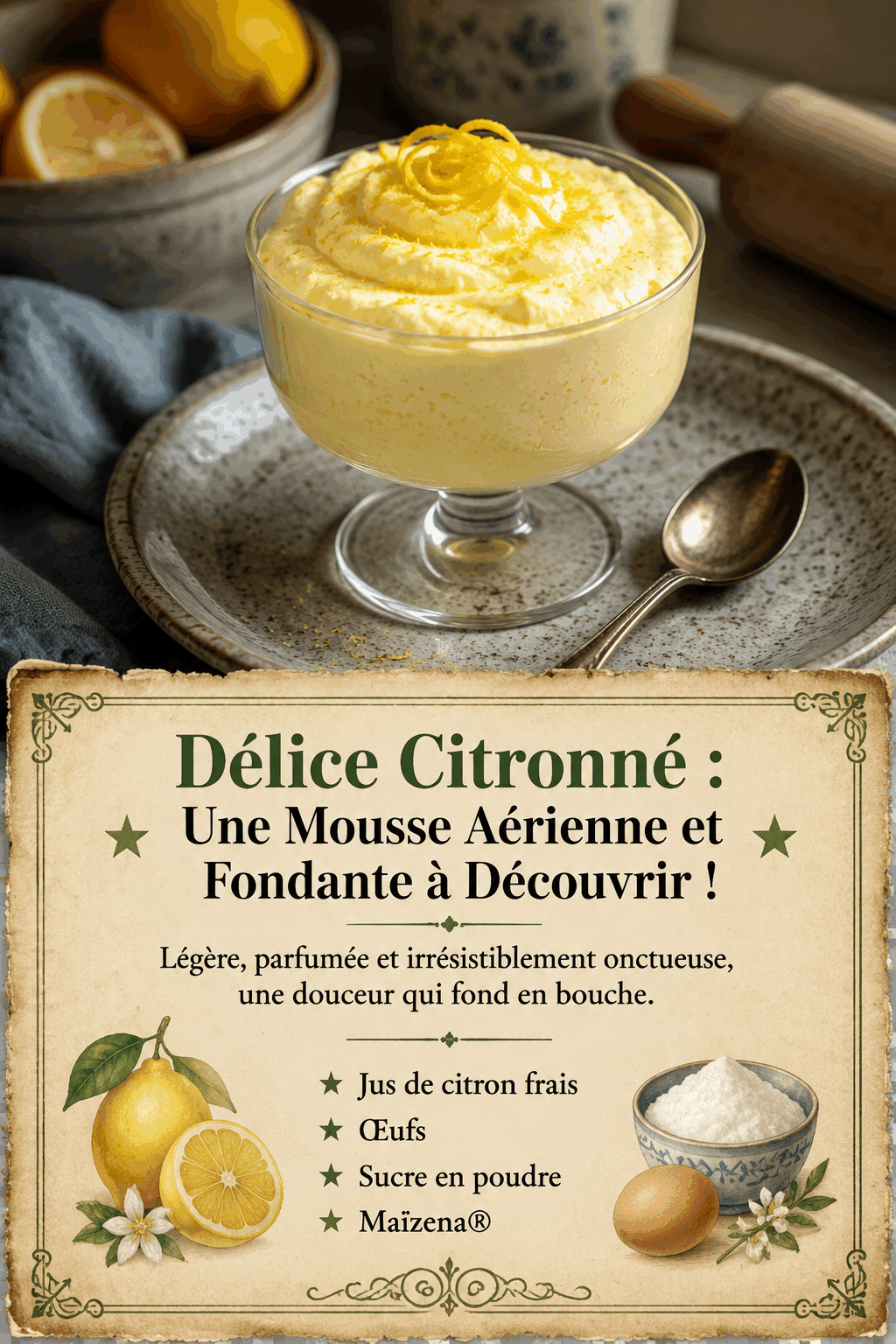 Délice Citronné : Une Mousse Aérienne et Fondante à Découvrir !