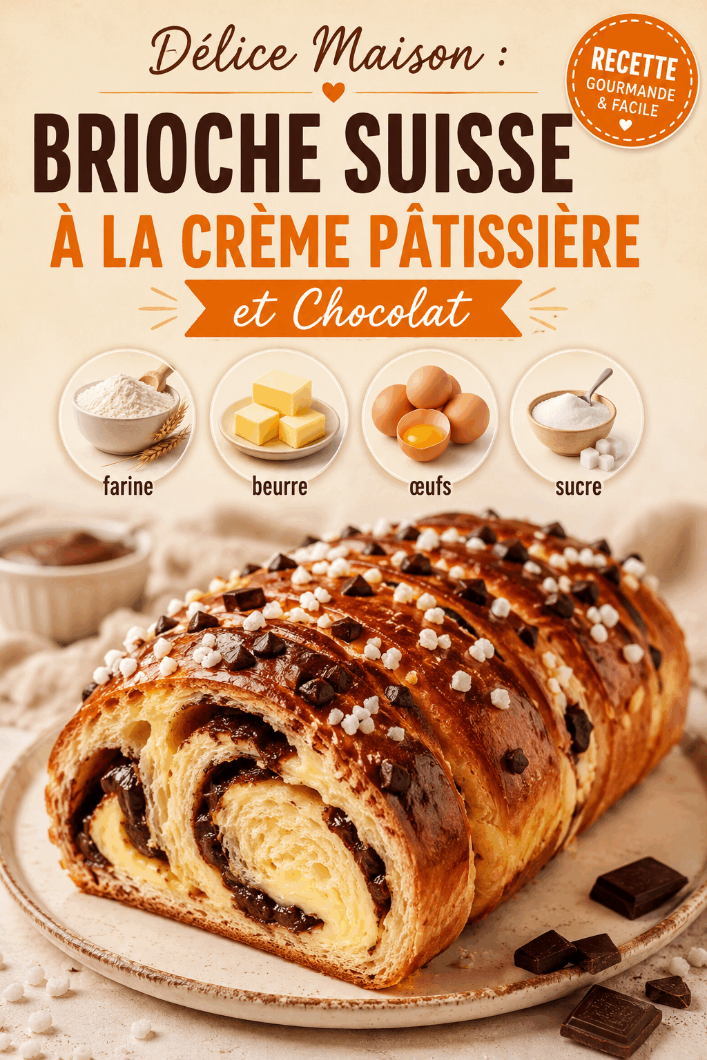 Délice Maison : Brioche Suisse à la Crème Pâtissière et Chocolat
