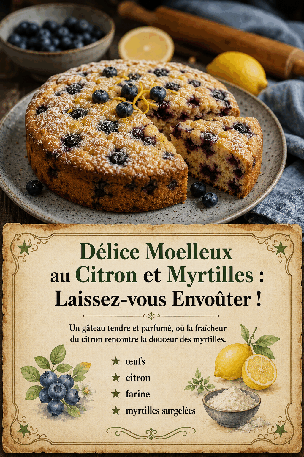 Délice Moelleux au Citron et Myrtilles : Laissez-vous Envoûter !