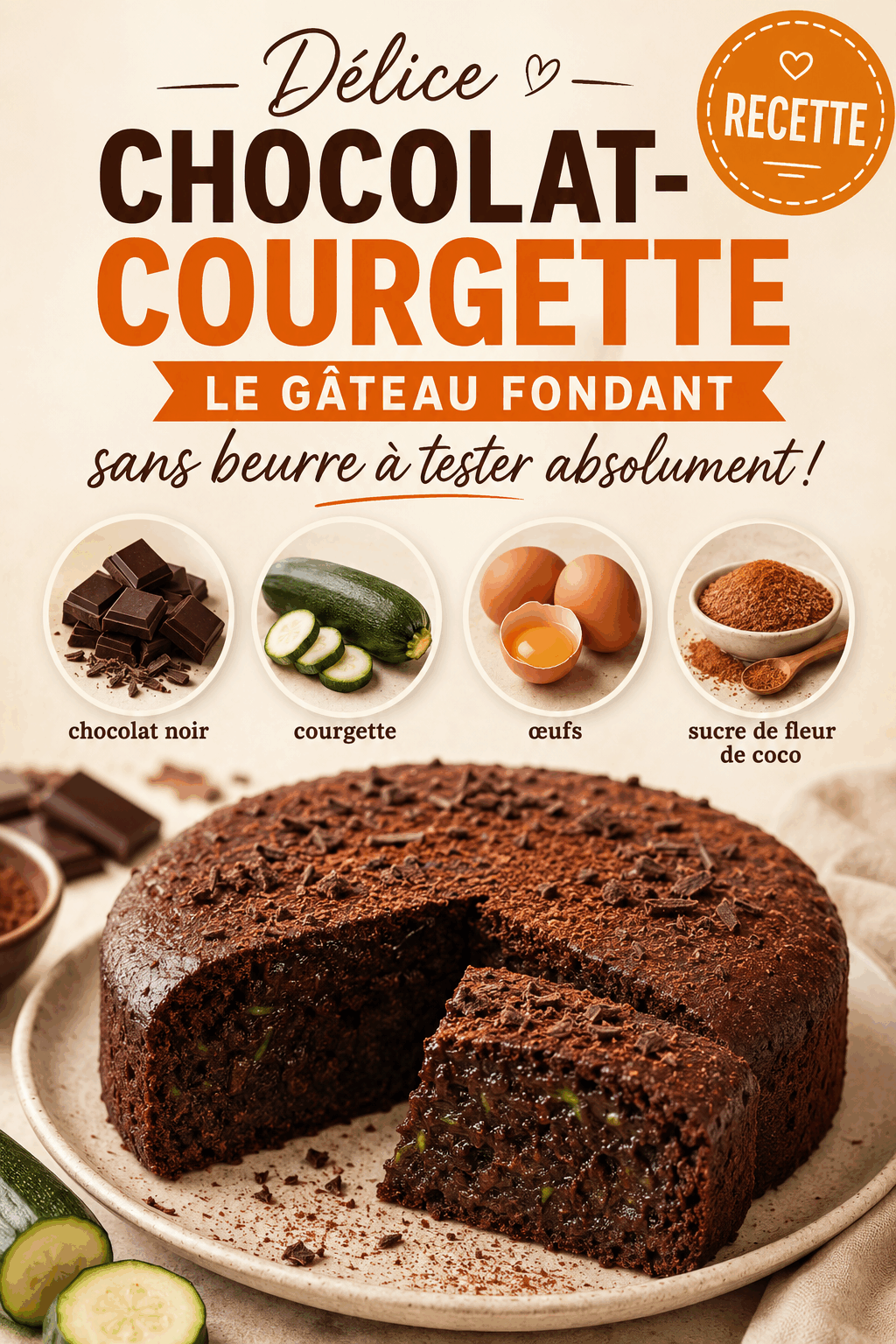 Délice chocolat-courgette : le gâteau fondant sans beurre à tester absolument !