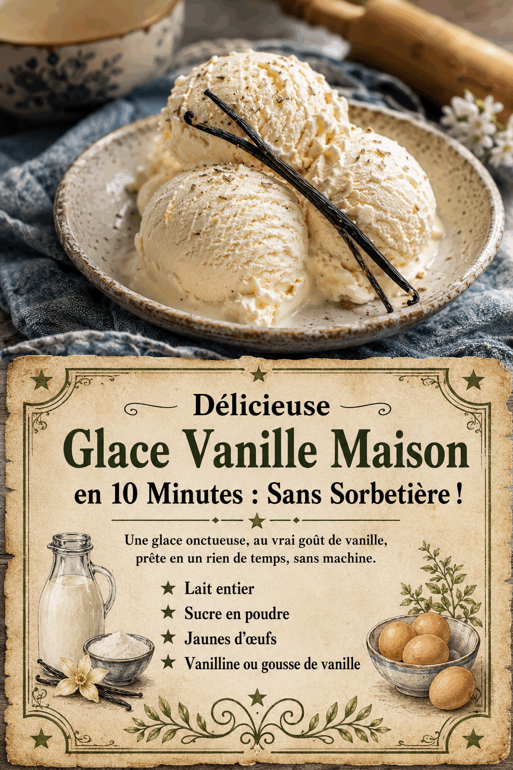 Délicieuse Glace Vanille Maison en 10 Minutes : Sans Sorbetière !