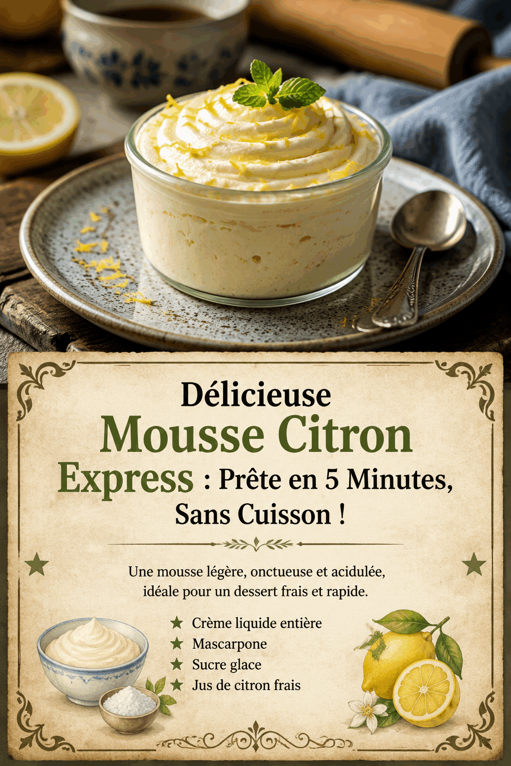 Délicieuse Mousse Citron Express : Prête en 5 Minutes, Sans Cuisson !