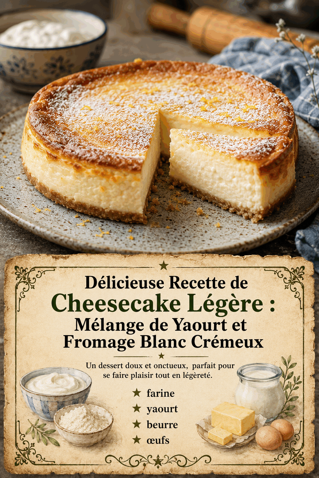 Délicieuse Recette de Cheesecake Légère : Mélange de Yaourt et Fromage Blanc Crémeux