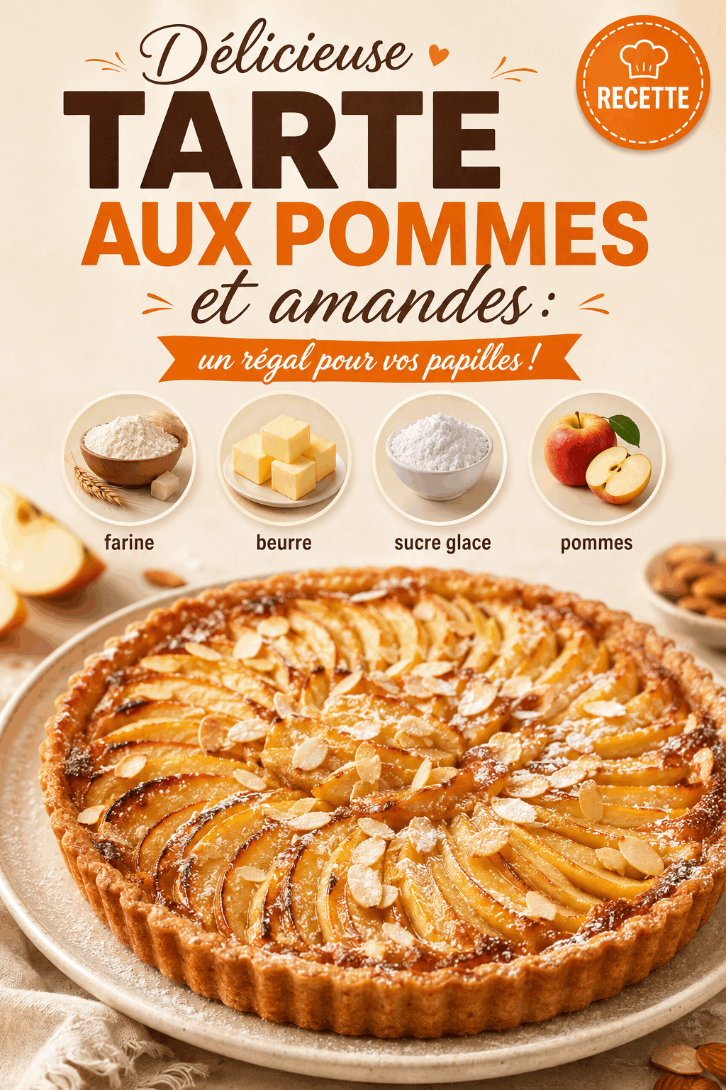 Délicieuse tarte aux pommes et amandes : un régal pour vos papilles !