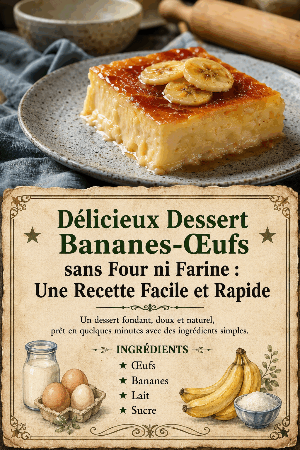 Délicieux Dessert Bananes-Œufs sans Four ni Farine : Une Recette Facile et Rapide