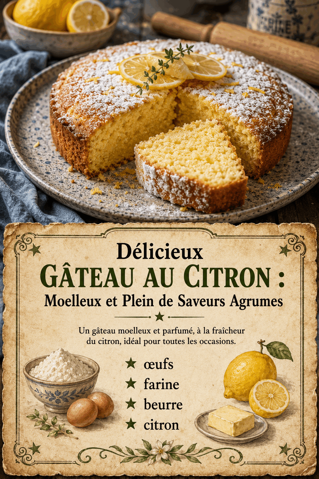 Délicieux Gâteau au Citron : Moelleux et Plein de Saveurs Agrumes