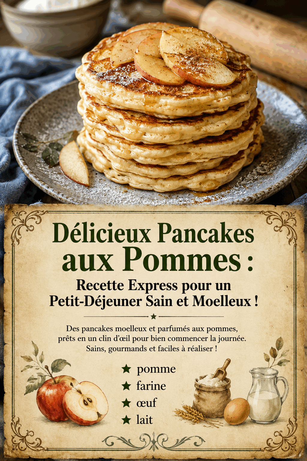 Délicieux Pancakes aux Pommes : Recette Express pour un Petit-Déjeuner Sain et Moelleux !