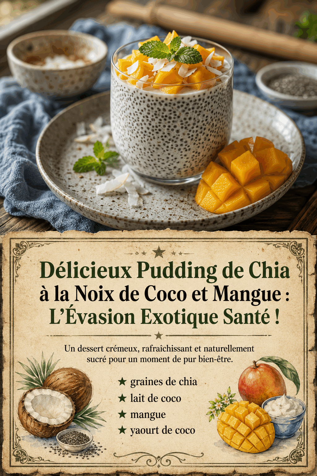 Délicieux Pudding de Chia à la Noix de Coco et Mangue : L'Évasion Exotique Santé !