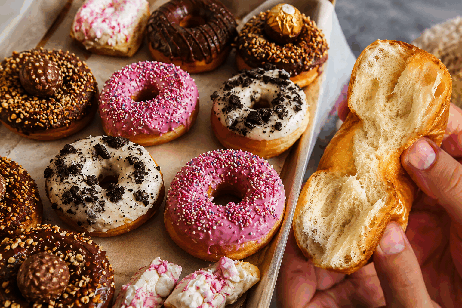 Des beignets ultra moelleux en 5 minutes, le secret des donuts américains✨ Description Ces beignets légers et moelleux, inspirés des célèbres donuts américains, se préparent en seulement 5 minutes sans temps de levée. Leur texture aérienne et fondante, associée à un glaçage sucré ou une simple saupoudrance de sucre, en fait une gourmandise parfaite pour le petit-déjeuner ou une pause sucrée improvisée. Rapides à réaliser, ils sont l’alternative idéale aux donuts traditionnels, tout en conservant ce goût réconfortant et addictif typique des recettes américaines. Informations Temps de préparation : 5 minutes Temps de cuisson : 5 minutes Nombre de portions : 8 pièces Difficulté : Facile Ingrédients Pour la pâte 250 g de farine 50 g de sucre en poudre 1 cuillère à café de levure chimique 1/2 cuillère à café de bicarbonate de soude 1 pincée de sel 1 œuf 150 ml de lait fermenté (babeurre) ou de lait entier 1 cuillère à soupe d’huile végétale huile neutre pour la friture (tournesol ou colza) Pour le glaçage (optionnel) 100 g de sucre glace 2 cuillères à soupe d’eau chaude 1/2 cuillère à café d’extrait de vanille Préparation Mélange la farine, le sucre, la levure chimique, le bicarbonate et le sel dans un grand bol. Ajoute l’œuf, le lait fermenté et l’huile végétale. Mélange rapidement à l’aide d’une cuillère en bois ou d’un fouet jusqu’à obtention d’une pâte homogène et légèrement épaisse. Ne pas trop travailler la pâte pour garder le moelleux. Chauffe environ 5 cm d’huile dans une grande poêle ou une friteuse à 180 °C. À l’aide de deux cuillères, forme des quenelles ou dépose des petits tas de pâte dans l’huile chaude. Laisse cuire 2 à 3 minutes de chaque côté jusqu’à ce que les beignets soient dorés et gonflés. Égoutte-les ensuite sur du papier absorbant pour retirer l’excédent d’huile. Si désiré, prépare le glaçage en mélangeant le sucre glace, l’eau chaude et la vanille. Trempe rapidement le dessus des beignets dedans puis dépose sur une grille pour faire durcir le glaçage. Déguste tiède pour profiter au maximum de leur moelleux exceptionnel. Astuces Utilise du lait fermenté ou ajoute 1 cuillère à soupe de jus de citron ou de vinaigre blanc dans le lait pour activer la levure chimique et obtenir un moelleux incomparable. Ne surcharge pas la poêle pour que l’huile reste à bonne température et que les beignets cuisent uniformément. Tu peux varier les garnitures : sucre glace, cannelle, chocolat fondu ou confiture. Pour conserver le moelleux, stocke les beignets dans une boîte hermétique à température ambiante et consomme-les dans la journée. Service Présente ces beignets sur un plat de service avec un peu de sucre glace saupoudré ou accompagnés d’un glaçage vanille ou chocolat. Ils sont parfaits pour un goûter convivial, un brunch gourmand ou un dessert improvisé. Servez-les tièdes avec un café, un chocolat chaud ou un verre de lait frais.