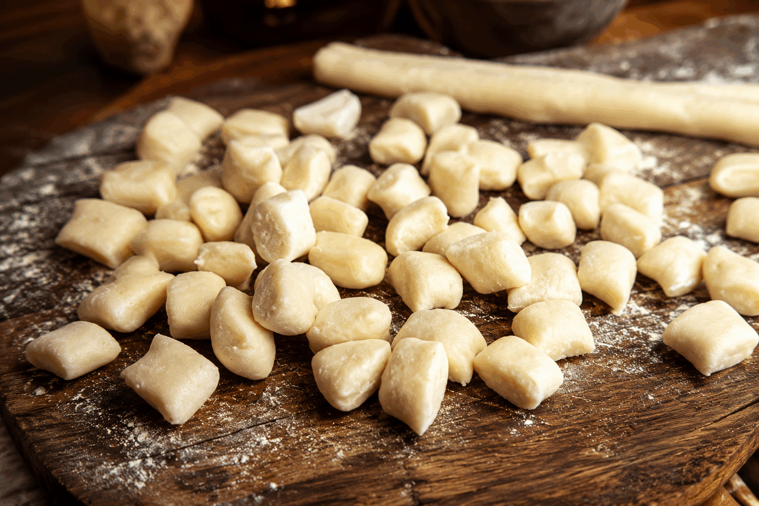 Des gnocchis maison sans œufs ni pommes de terre, prêts en 2 ingrédients seulement 😍 Description Ces gnocchis innovants sont légers et simples, préparés uniquement avec de la farine et de l’eau, sans œufs ni pommes de terre. Leur texture moelleuse et leur goût doux en font un plat polyvalent, idéal pour un repas rapide et maison. Parfaits pour les amateurs de cuisine végétalienne ou les personnes allergiques, ils se marient avec toutes sortes de sauces. Informations Temps de préparation : 10 minutes Temps de cuisson : 5 minutes Nombre de portions : 4 personnes Difficulté : Facile Ingrédients Pour les gnocchis 250 g de farine de blé (type 45 ou 55) 125 ml d’eau tiède 1 pincée de sel Préparation Versez la farine dans un grand saladier, ajoutez la pincée de sel puis faites un puits au centre. Ajoutez progressivement l’eau tiède au centre du puits tout en mélangeant avec une fourchette ou vos mains, jusqu’à obtenir une pâte homogène. Pétrissez la pâte sur un plan fariné pendant environ 5 minutes, jusqu’à ce qu’elle soit souple mais non collante. Ajoutez un peu de farine si elle est trop humide. Divisez la pâte en 4 portions égales. Sur un plan légèrement fariné, roulez chaque portion en boudin d’environ 2 cm de diamètre. Coupez les boudins en petits morceaux d’environ 2 cm pour former les gnocchis. Optionnel : marquez chaque gnocchi avec les dents d’une fourchette pour une meilleure tenue de la sauce. Faites bouillir une grande casserole d’eau salée. Plongez-y les gnocchis par petites quantités. Laissez cuire jusqu’à ce que les gnocchis remontent à la surface, environ 2 à 3 minutes, puis sortez-les avec une écumoire. Astuces Utilisez une farine riche en gluten (type 55) pour une meilleure tenue des gnocchis. Si la pâte colle trop, ajoutez un peu de farine, mais évitez d’en mettre trop pour ne pas durcir les gnocchis. Pour varier, vous pouvez remplacer une partie de la farine blanche par de la farine de pois chiche ou de sarrasin. Servez immédiatement pour une texture optimale, sinon conservez dans un torchon propre et sec pour éviter qu’ils collent. Service Servez ces gnocchis avec une sauce tomate maison, un pesto frais, ou simplement nappés d’un filet d’huile d’olive et de parmesan râpé. Ils conviennent parfaitement à un dîner convivial ou un plat rapide en semaine. Accompagnez-les d’une salade verte pour un repas équilibré.