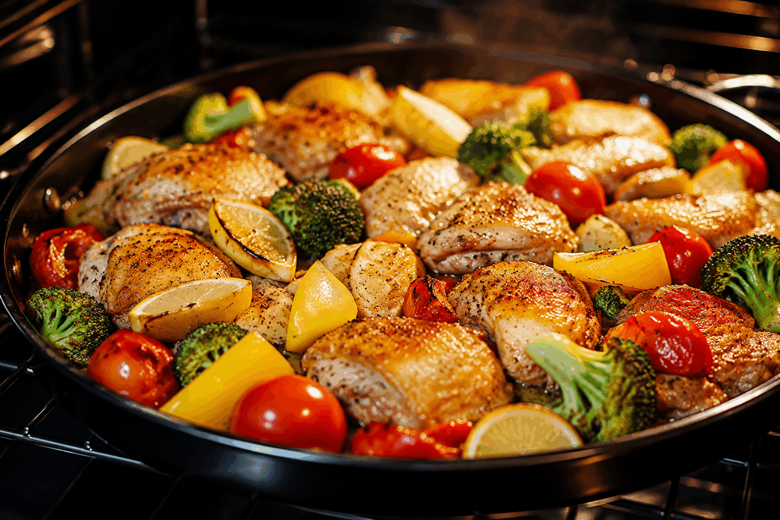 Dîner express : 10 minutes de préparation pour un plat savoureux au four👌 Description Voici une recette rapide et gourmande, idéale pour un dîner improvisé ou en semaine. Ce plat combine une viande ou un poisson tendre, accompagné de légumes colorés, le tout gratiné au four pour plus de saveurs et de convivialité. En seulement 10 minutes de préparation, préparez un repas savoureux et équilibré, aux accents méditerranéens et plein de fraîcheur. Informations Temps de préparation : 10 minutes Temps de cuisson : 25 minutes Nombre de portions : 4 personnes Difficulté : Facile Ingrédients Pour le plat principal 600 g de filet de poulet (ou filet de cabillaud pour une version poisson) 3 tomates moyennes 1 poivron rouge 1 oignon moyen 150 g de mozzarella râpée 2 cuillères à soupe d’huile d’olive 1 cuillère à café d’herbes de Provence 1 gousse d’ail Sel et poivre noir du moulin Pour la décoration et le service Quelques feuilles de basilic frais Un filet de vinaigre balsamique (optionnel) Préparation Préchauffe le four à 200°C (chaleur statique ou 180°C chaleur tournante). Épluche et émince l’oignon ainsi que la gousse d’ail. Coupe le poivron en fines lanières et les tomates en rondelles. Coupe le filet de poulet en cubes ou en morceaux de taille moyenne, assaisonne-les avec du sel, du poivre et une cuillère à soupe d’huile d’olive, puis mélange bien. Dans un plat allant au four, étale l’oignon, le poivron et l’ail haché. Dépose par-dessus les morceaux de poulet, puis recouvre avec les rondelles de tomate. Parseme le tout avec les herbes de Provence et recouvre généreusement de mozzarella râpée. Verse la cuillère à soupe d’huile d’olive restante en filet sur le dessus du plat. Enfourne pour environ 25 minutes, jusqu’à ce que le poulet soit bien cuit et le fromage fondu et doré. Astuces Pour accélérer la cuisson, utilise des morceaux de poulet fins ou un filet de poisson qui cuira plus rapidement. Si tu manques de temps, remplace les tomates fraîches par des tomates cerises coupées en deux, qui libèrent beaucoup de jus et apportent goût et couleur. N’hésite pas à varier les légumes selon la saison : courgettes, aubergines ou champignons se prêtent aussi très bien à cette recette. Pour une touche plus gourmande, ajoute un peu de parmesan râpé sur la mozzarella avant cuisson. Service Sers ce plat directement dans le plat de cuisson pour garder toute sa chaleur et toute sa saveur. Accompagne-le d’une salade verte croquante ou d’un riz pilaf pour un dîner complet et équilibré. Ce plat est parfait pour les soirs où le temps presse, sans sacrifier le goût ni la qualité.
