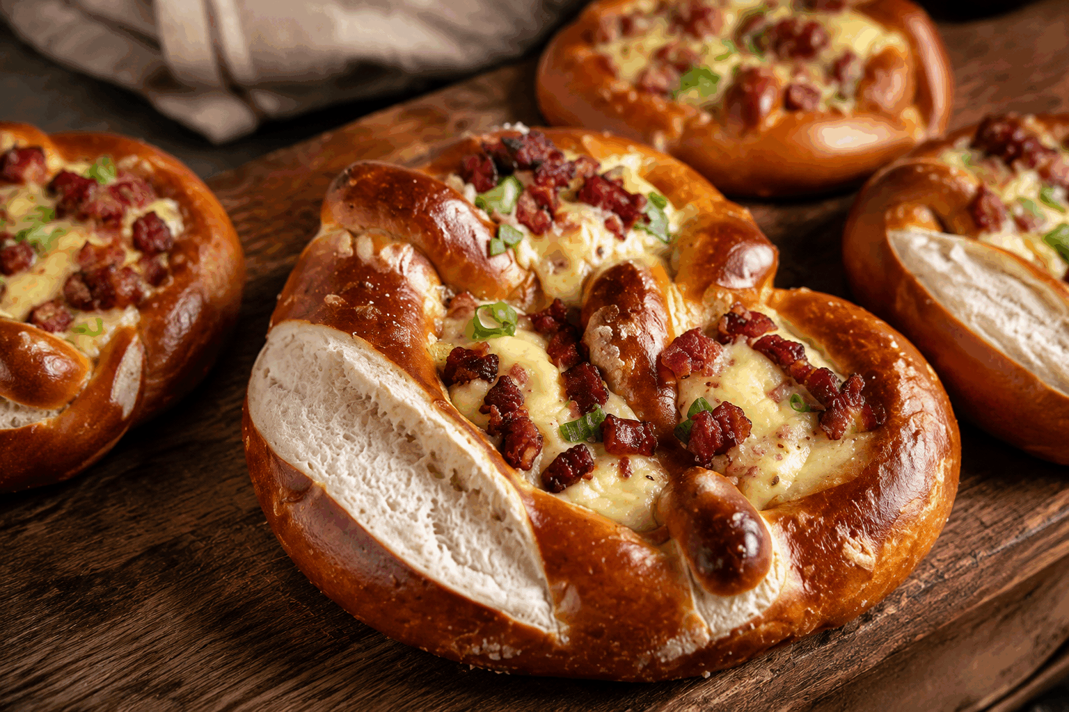 En 5 minutes, découvrez le bretzel flammekueche qui fait fondre toute la ville 🔥 Description Ce plat savoureux mêle le croustillant et la saveur traditionnelle du bretzel à la gourmandise de la flammekueche d’Alsace. Rapidement préparé en 5 minutes, il s’agit d’une tarte fine recouverte d’une crème onctueuse, d’oignons fondants et de lardons légèrement croustillants. Parfait pour un apéritif ou un repas léger qui réchauffe les cœurs. Informations Temps de préparation : 5 minutes Temps de cuisson : 8 minutes Nombre de portions : 4 pièces Difficulté : Facile Ingrédients Pour la pâte à bretzel rapide 250 g de farine de blé 5 g de levure boulangère sèche 125 ml d’eau tiède 5 g de sel 1 cuillère à soupe de bicarbonate de soude 10 g de beurre fondu Pour la garniture flammekueche 150 g de fromage blanc ou crème fraîche épaisse 1 gros oignon doux 100 g de lardons fumés Sel et poivre du moulin 1 pincée de muscade (optionnelle) Préparation Prépare la pâte : mélange la farine, la levure et le sel dans un saladier. Ajoute l’eau tiède et pétris rapidement pour former une pâte homogène. Laisse reposer 5 minutes. Préchauffe ton four à 250°C avec la plaque de cuisson à l’intérieur pour un effet pizza. Divise la pâte en 4 portions égales. Étale chaque portion en forme fine et ronde, d’environ 20 cm de diamètre. Fais bouillir une casserole d’eau, ajoute-y le bicarbonate de soude. Plonge chaque pâte dans l’eau bouillante 30 secondes, puis dépose-la sur une feuille de papier cuisson. Dans un bol, mélange le fromage blanc ou la crème fraîche avec une pincée de sel, de poivre et de muscade. Émince finement l’oignon. Étale la préparation fromagère sur les fonds de pâte. Répartis les oignons émincés et les lardons dessus de façon uniforme. Glisse la plaque au four chaud et fais cuire 7 à 8 minutes jusqu’à ce que la pâte soit dorée et croustillante, et que les lardons soient bien cuits. Sors la flammekueche-bretzel du four, laisse légèrement tiédir avant de servir. Astuces Pour un gain de temps, utilise une pâte à pizza prête à dérouler de bonne qualité, et adapte la cuisson. Ne néglige pas l’étape de pochage dans l’eau bicarbonatée : c’est elle qui donnera ce goût et la texture typique du bretzel. Tu peux remplacer les lardons par des dés de jambon fumé ou du bacon pour varier les plaisirs. Accompagne cette recette d’une salade verte bien assaisonnée pour un repas équilibré et léger. Service Présente chaque pièce de bretzel flammekueche sur une planche en bois, accompagnée d’une salade verte fraîche et d’un verre de vin blanc d’Alsace. Idéal pour un apéritif convivial ou un dîner express entre amis.