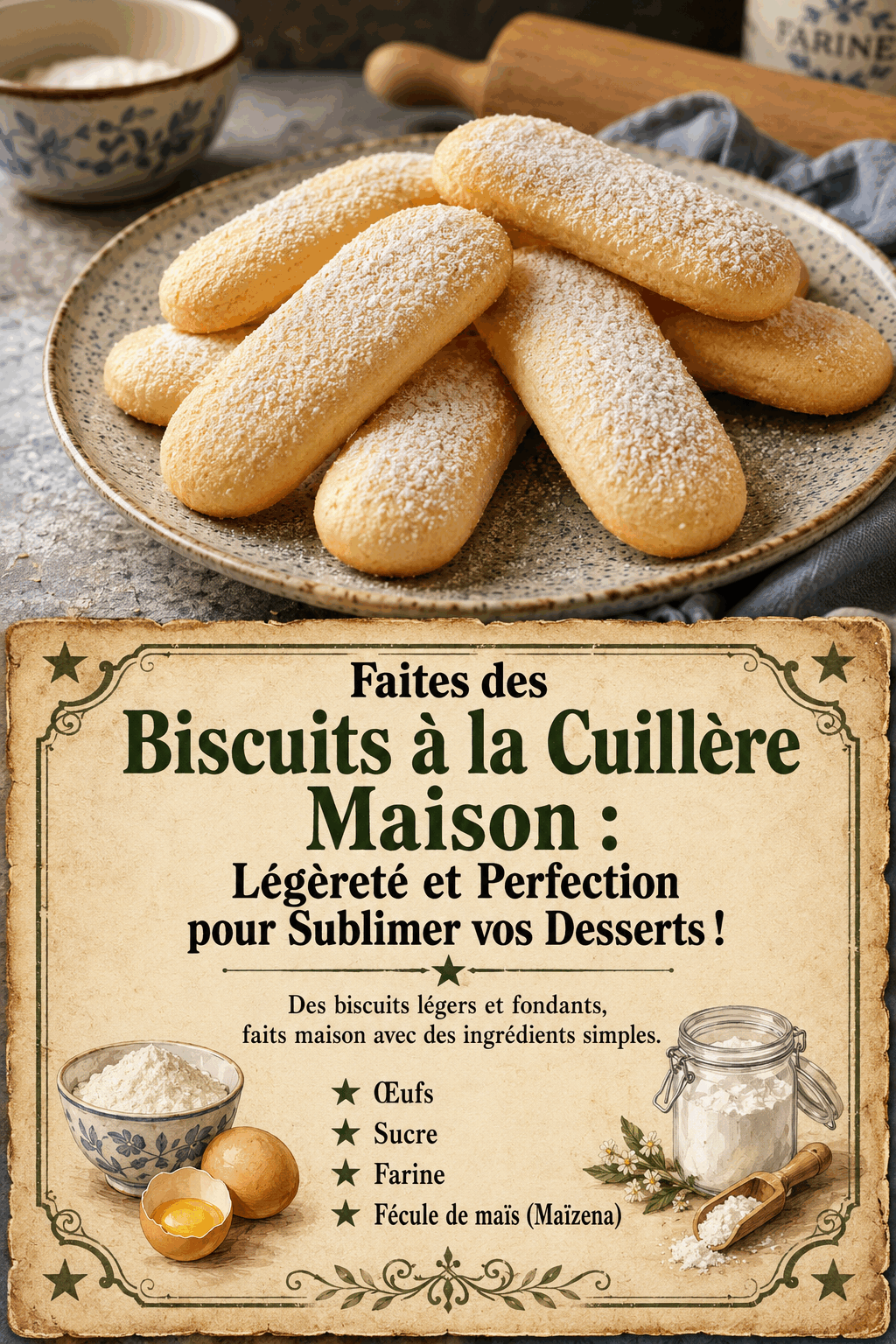 Faites des Biscuits à la Cuillère Maison : Légèreté et Perfection pour Sublimer vos Desserts !