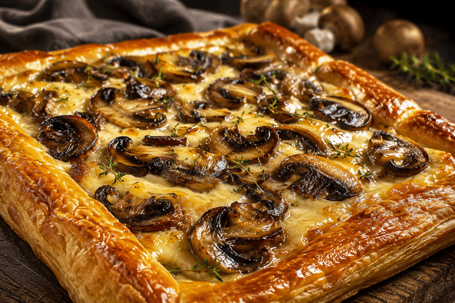 Feuilleté aux champignons en 10 minutes, la recette que vous allez adorer ! 🔥 Description Ce feuilleté aux champignons est une préparation rapide et savoureuse, idéale pour un apéritif ou un repas léger. La pâte feuilletée croustillante enveloppe une garniture crémeuse aux champignons parfumés à l’ail et aux herbes. Facile et rapide à réaliser, c’est une recette parfaite pour régaler vos invités en un rien de temps. Informations Temps de préparation : 5 minutes Temps de cuisson : 5 minutes Nombre de portions : 4 pièces Difficulté : Facile Ingrédients Pour le feuilleté 1 pâte feuilletée circulaire prête à l’emploi (environ 230 g) 200 g de champignons de Paris frais 1 gousse d’ail 50 g de fromage frais (type Philadelphia ou St Môret) 1 cuillère à soupe de crème fraîche épaisse 1 cuillère à soupe d’huile d’olive 1 cuillère à soupe de persil frais ciselé 1 jaune d’œuf pour la dorure Sel et poivre du moulin Préparation Préchauffe le four à 200°C (chaleur tournante de préférence). Nettoie les champignons, puis coupe-les en petits morceaux. Dans une poêle, fais revenir l’huile d’olive avec l’ail émincé 1 minute sans le brûler. Ajoute les champignons, sale et poivre, puis fais-les sauter à feu vif pendant 3 minutes jusqu’à évaporation de l’eau. Retire du feu, incorpore le fromage frais, la crème et le persil. Mélange bien et rectifie l’assaisonnement si besoin. Découpe la pâte feuilletée en 4 carrés ou 4 cercles. Répartis la garniture aux champignons au centre de chaque morceau de pâte, puis replie en triangle ou en chausson en soudant bien les bords. Badigeonne les feuilletés avec le jaune d’œuf à l’aide d’un pinceau pour une belle dorure. Enfourne pour 5 minutes environ, jusqu’à ce que les feuilletés soient bien gonflés et dorés. Astuces Choisis des champignons bien fermes et frais pour un goût optimal. Veille à ne pas trop cuire les champignons pour conserver leur texture et éviter l’excès d’eau. Tu peux ajouter une touche de thym ou de ciboulette selon tes goûts pour varier les saveurs. Pour une version plus gourmande, incorpore un peu de gruyère râpé dans la garniture. Service Sers ces feuilletés aux champignons chauds ou tièdes, accompagnés d’une salade verte croquante pour un repas léger. Ils feront également un excellent amuse-bouche lors d’un apéritif entre amis ou en entrée rapide.