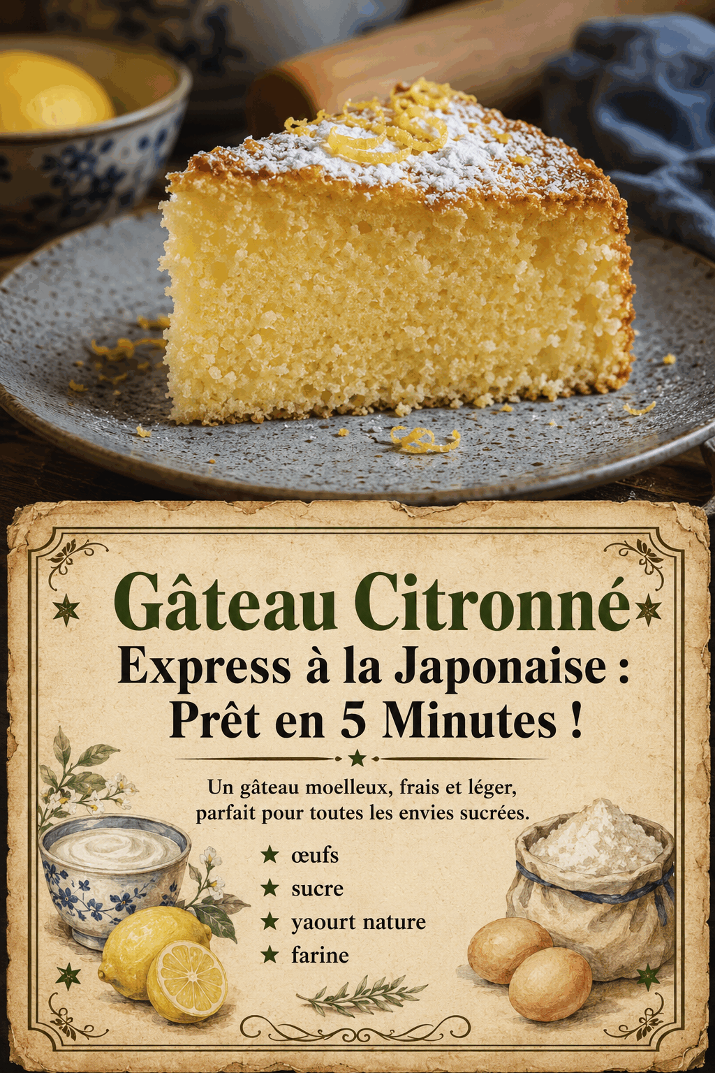 Gâteau Citronné Express à la Japonaise : Prêt en 5 Minutes !