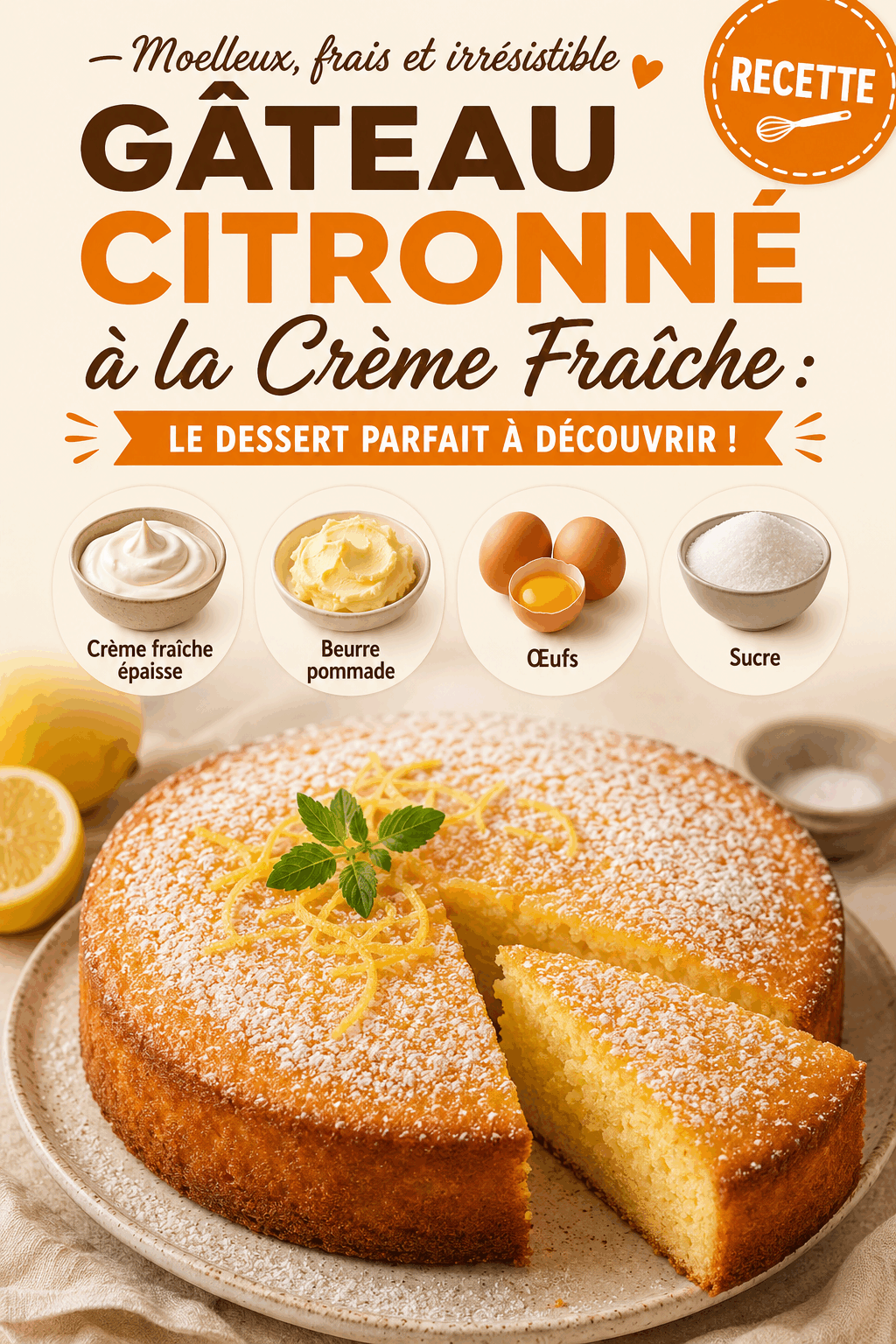 Gâteau Citronné à la Crème Fraîche : Le Dessert Parfait à Découvrir !
