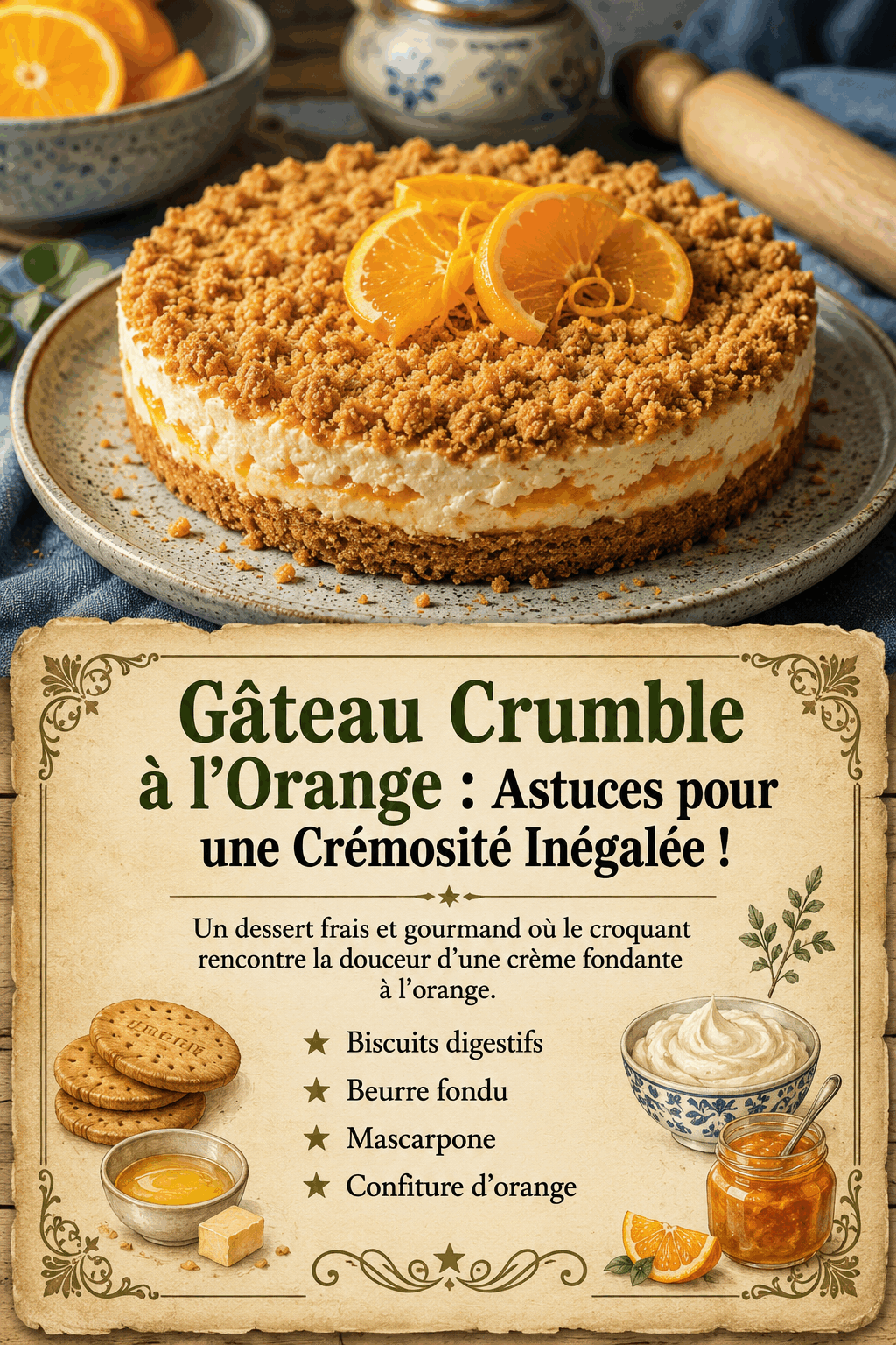 Gâteau Crumble à l'Orange : Astuces pour une Crémosité Inégalée !