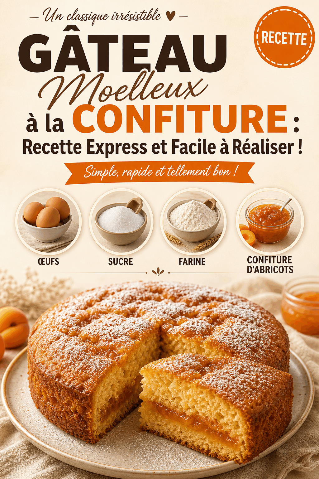 Gâteau Moelleux à la Confiture : Recette Express et Facile à Réaliser !