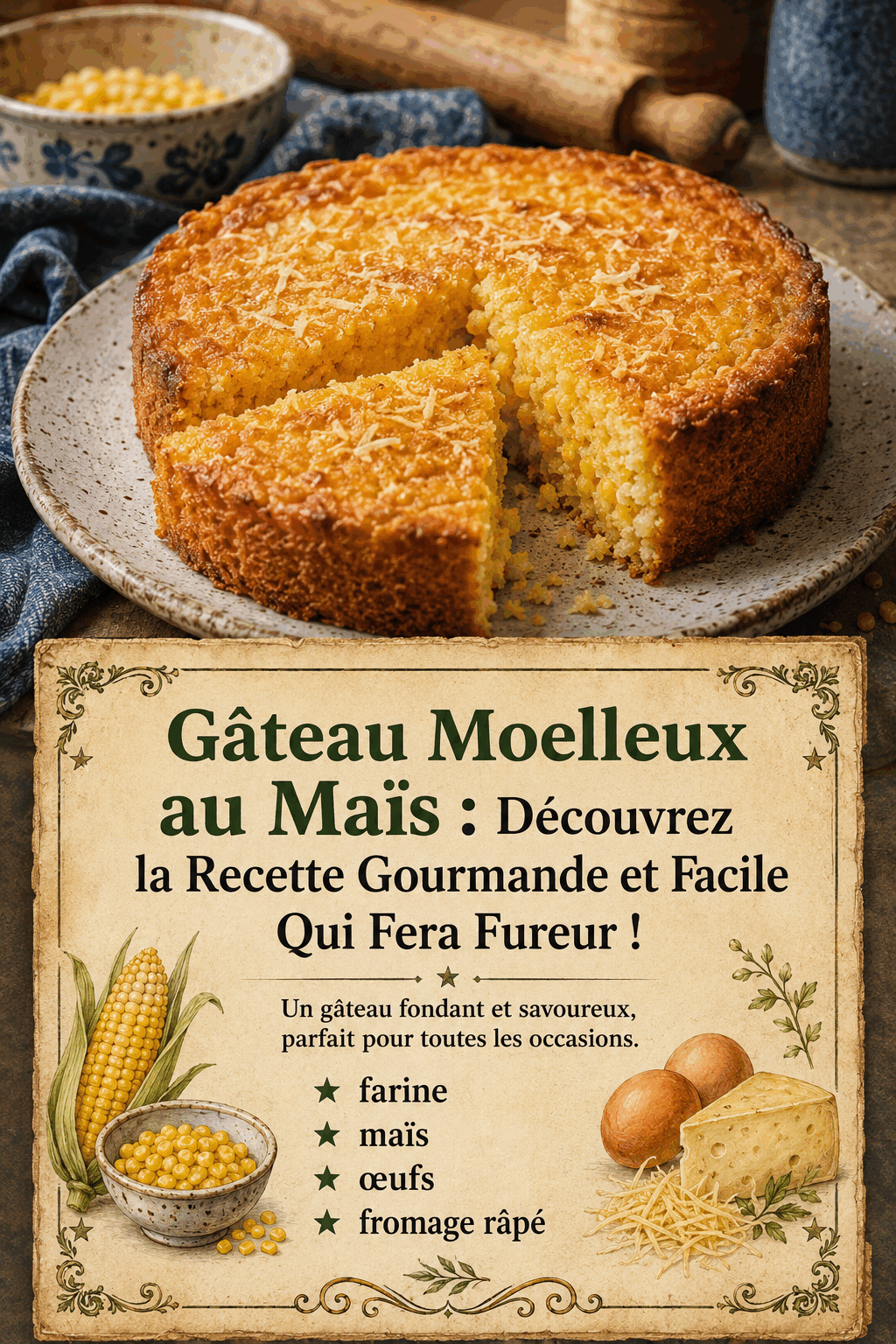 Gâteau Moelleux au Maïs : Découvrez la Recette Gourmande et Facile Qui Fera Fureur !