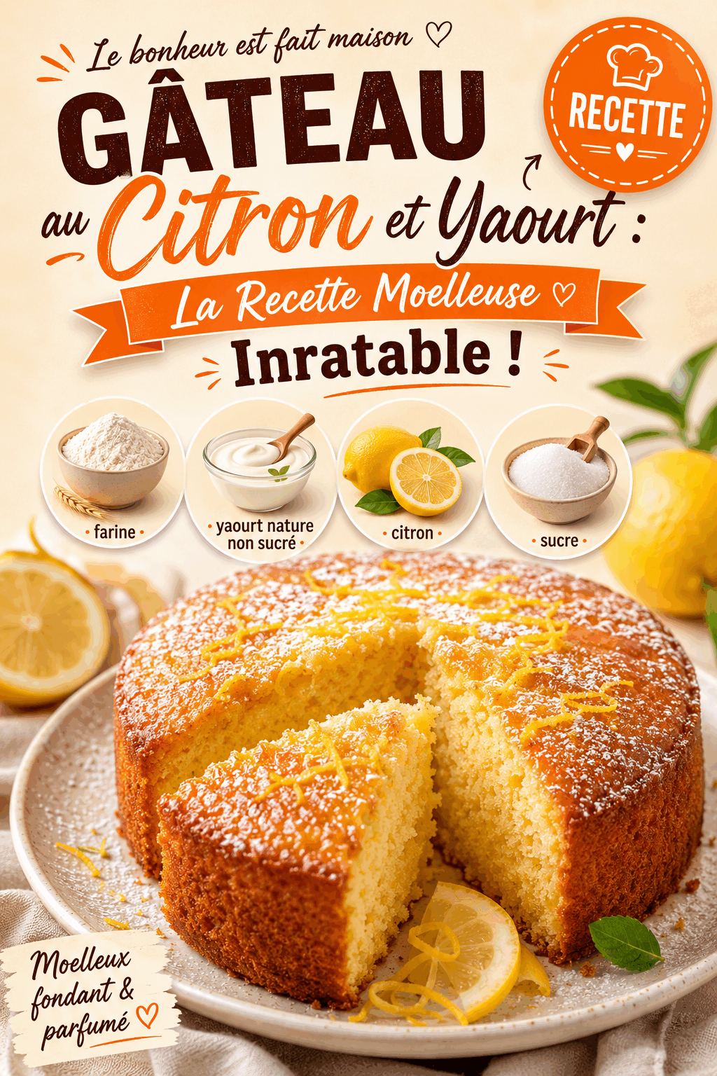 Gâteau au Citron et Yaourt : La Recette Moelleuse Inratable !