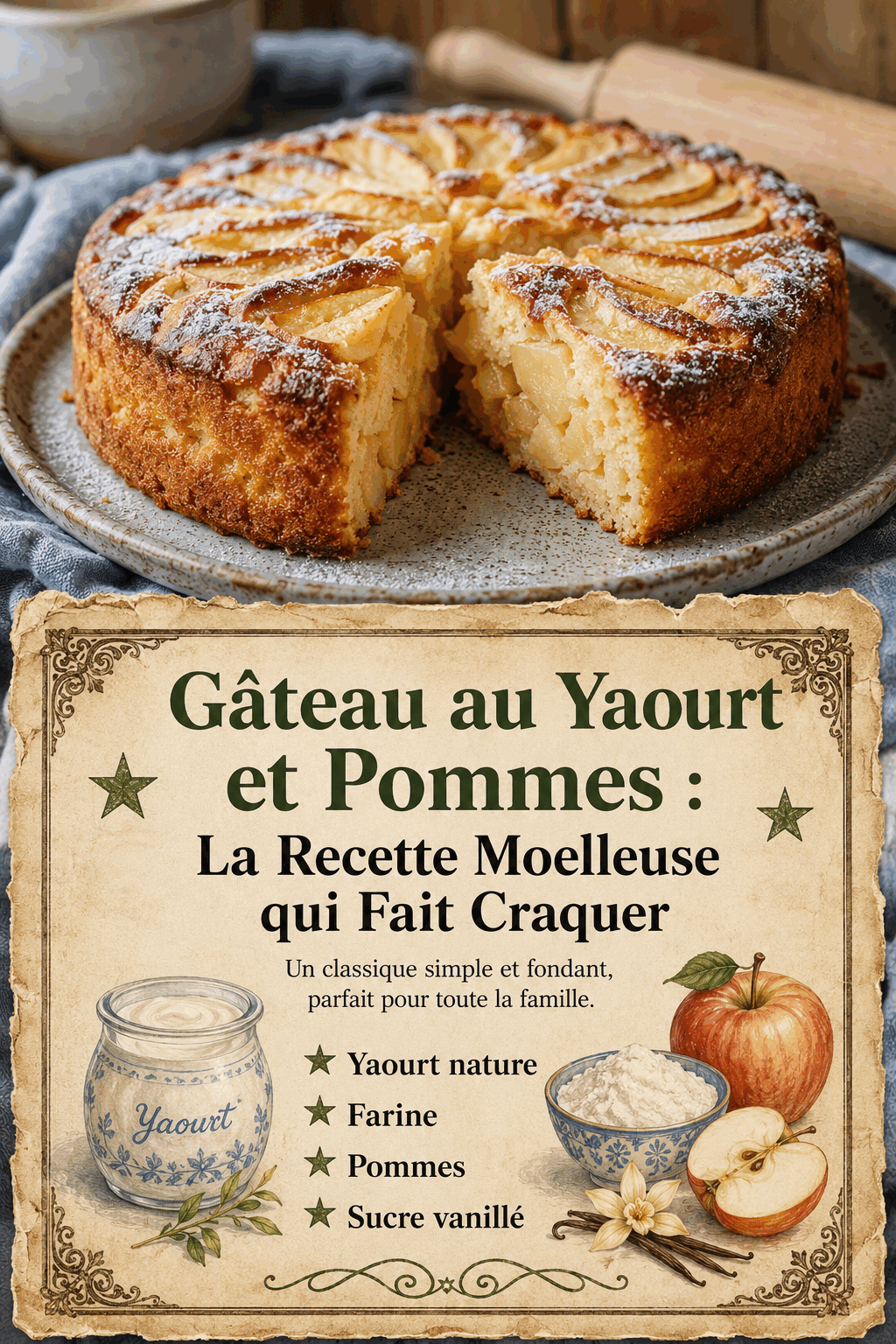 Gâteau au Yaourt et Pommes : La Recette Moelleuse qui Fait Craquer