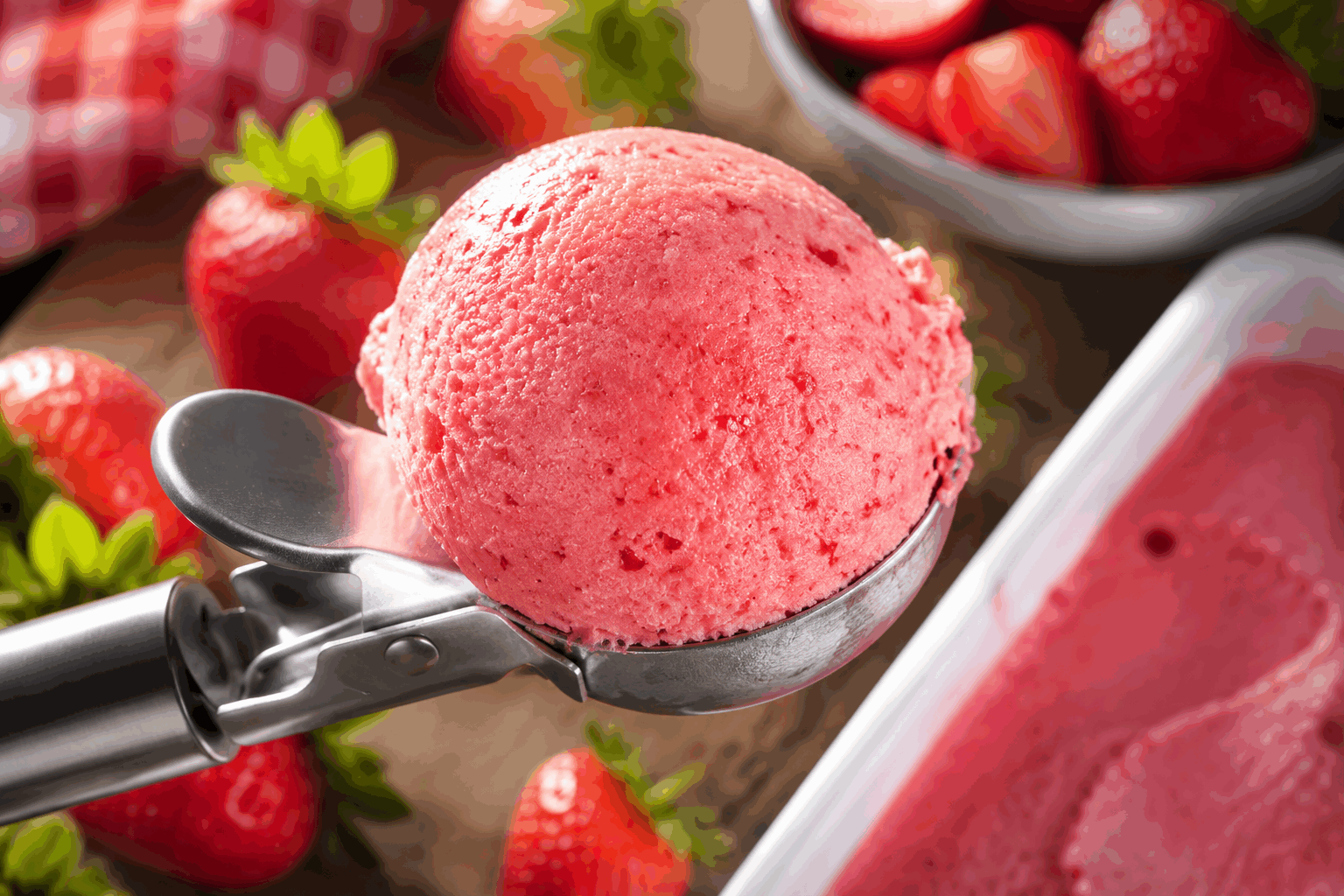 Glace aux fraises en 2 ingrédients, 5 minutes et un bonheur fondant à chaque cuillère ! 😍 Description Cette glace aux fraises ultra simple se réalise avec seulement deux ingrédients en un temps record. Sa texture est fondante et onctueuse, avec le goût frais et naturel de la fraise, parfait pour une gourmandise rapide et légère. Idéale en été ou à tout moment où l’on a envie d’une douceur fruitée sans complication. Informations Temps de préparation : 5 minutes Temps de cuisson : 0 minute Nombre de portions : 4 Difficulté : Facile Ingrédients Pour la glace 400 g de fraises fraîches ou surgelées 200 ml de crème fraîche entière liquide bien froide Préparation Lave et équeute les fraises si tu utilises des fraises fraîches. Si elles sont surgelées, laisse-les légèrement décongeler quelques minutes. Place les fraises dans un blender ou un robot mixeur. Ajoute la crème fraîche liquide bien froide. Mixe le tout à vitesse élevée pendant environ 2 à 3 minutes, jusqu’à obtenir une préparation lisse et mousseuse. Verse la préparation dans un récipient hermétique et place-le au congélateur pendant 2 heures pour raffermir la glace. Sors la glace 5 minutes avant de servir pour qu’elle soit fondante et facile à dresser en boules ou quenelles. Astuces Utilise des fraises bien mûres pour un goût sucré et intense. La crème fraîche entière assure une texture onctueuse, mais tu peux la remplacer par du yaourt grec pour une version plus légère. Pour varier les plaisirs, ajoute quelques feuilles de menthe fraîche ou un filet de jus de citron avant de mixer. Si le mélange est trop liquide, rajoute un peu de sucre glace ou un peu de purée d’amande pour épaissir légèrement. Service Serre cette glace aux fraises bien fraîche dans des coupes élégantes, décorée de quelques fraises entières ou de feuilles de menthe. Elle accompagnera parfaitement un dessert léger après un repas estival, ou une pause gourmande à tout moment de la journée.