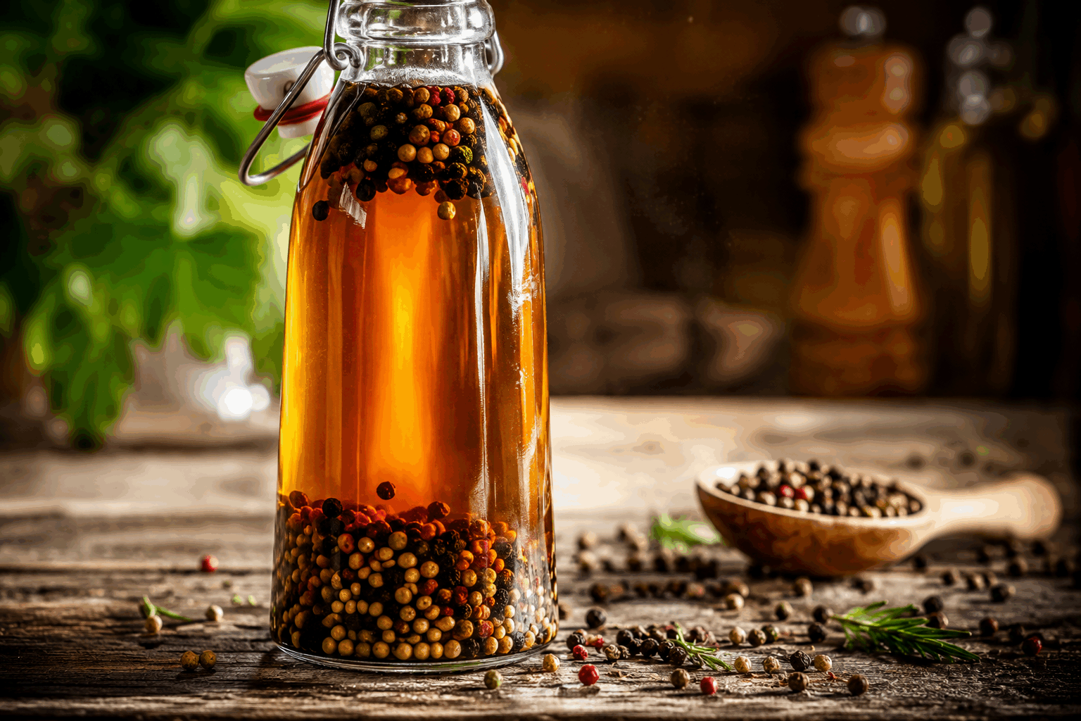 Grains de poivre marinés : la petite astuce qui sublime toutes vos recettes 🔥 Description Les grains de poivre marinés sont une préparation simple et aromatique qui apporte une touche épicée et acidulée à vos plats. Leur saveur intense et légèrement piquante rehausse aussi bien les viandes, les poissons, que les légumes ou les sauces. Parfait pour ajouter du caractère et un parfum inédit, ce condiment maison est un incontournable pour les amateurs de cuisine créative et gourmande. Informations Temps de préparation : 10 minutes Temps de cuisson : 5 minutes Nombre de portions : condiment pour environ 4 à 6 utilisations Difficulté : Facile Ingrédients Pour les grains de poivre marinés 50 g de grains de poivre noir entiers 100 ml de vinaigre de cidre 50 ml d'eau 1 cuillère à soupe de sucre roux 1 cuillère à café de sel 1 gousse d'ail pelée et écrasée 1 branche de thym frais 1 feuille de laurier Préparation Rincez rapidement les grains de poivre sous l'eau froide et égouttez-les bien. Dans une petite casserole, mélangez le vinaigre de cidre, l'eau, le sucre roux et le sel. Portez le mélange à ébullition puis ajoutez les grains de poivre, l'ail, le thym et la feuille de laurier. Laissez mijoter à feu doux pendant 5 minutes pour bien infuser les épices. Retirez du feu et laissez refroidir complétement dans la casserole. Versez ensuite les grains de poivre avec leur liquide dans un bocal en verre propre et hermétique. Fermez et laissez mariner au réfrigérateur au minimum 24 heures avant utilisation. Astuces Utilisez du vinaigre de cidre pour un goût plus doux et fruité, ou du vinaigre blanc pour un rendu plus neutre. Vous pouvez varier les herbes aromatiques : romarin, baie de genièvre ou coriandre apporteront une autre dimension. Conservez les grains marinés au réfrigérateur et consommez-les dans les 2 semaines pour plus de fraîcheur. Les grains de poivre marinés peuvent aussi être utilisés pour parfumer une vinaigrette ou relever un bouillon. Service Servez ces grains de poivre marinés en accompagnement, à parsemer sur des salades, viandes grillées, poissons ou plats mijotés pour apporter une note piquante et originale. Ils sont idéaux pour surprendre vos invités et sublimer vos recettes du quotidien ou lors d’occasions conviviales.