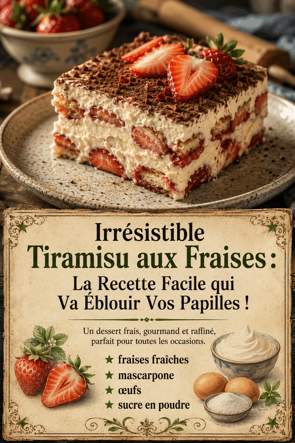 Irrésistible Tiramisu aux Fraises : La Recette Facile qui Va Éblouir Vos Papilles !