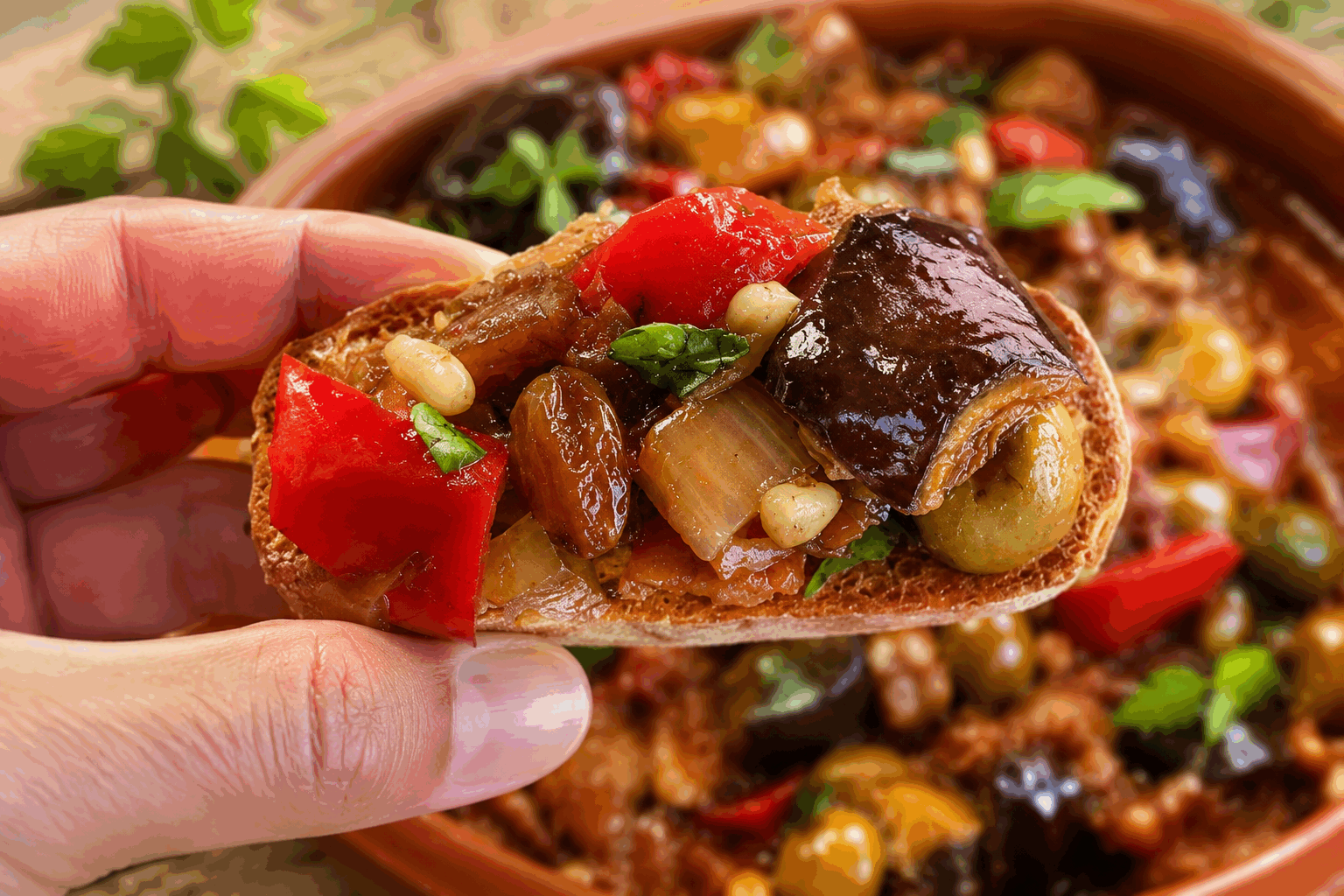 La ratatouille italienne aux saveurs d'été, prête en seulement 20 minutes 🔥 Description Cette ratatouille italienne est une explosion de couleurs et de saveurs estivales, mariant tomates, courgettes, poivrons et aubergines dans une poêle pour un plat léger et parfumé. Rapide à préparer, elle convient parfaitement aux repas en famille ou entre amis pendant les chaudes journées d'été. Elle s'inspire des traditions méditerranéennes avec une touche italienne riche en herbes aromatiques. Informations Temps de préparation : 10 minutes Temps de cuisson : 10 minutes Nombre de portions : 4 personnes Difficulté : Facile Ingrédients Légumes 1 aubergine moyenne (environ 250 g) 2 courgettes moyennes (environ 300 g) 2 poivrons rouges 4 tomates mûres (environ 400 g) 1 oignon moyen 2 gousses d’ail Assaisonnements et aromates 3 cuillères à soupe d’huile d’olive extra vierge 1 cuillère à café de thym frais (ou séché) 1 cuillère à café de basilic frais ciselé 1 cuillère à café d’origan séché Sel fin, poivre noir du moulin Préparation Lave soigneusement tous les légumes. Coupe l’aubergine, les courgettes et les poivrons en dés réguliers d’environ 2 cm. Émonde les tomates et coupe-les également en dés. Épluche et émince finement l’oignon et l’ail. Dans une grande poêle ou une sauteuse, chauffe l’huile d’olive à feu moyen. Fais revenir l’oignon et l’ail jusqu’à ce qu’ils deviennent translucides, environ 2 minutes. Ajoute les poivrons et l’aubergine. Fais sauter pendant 5 minutes en remuant régulièrement pour éviter que cela attache. Incorpore les courgettes et les tomates, puis assaisonne avec le sel, le poivre, le thym, l’origan et le basilic. Mélange bien. Couvre la poêle et laisse cuire à feu moyen-doux pendant 5 minutes, jusqu’à ce que les légumes soient tendres mais encore légèrement croquants. Goûte et ajuste l’assaisonnement si nécessaire avant de retirer du feu. Astuces Utilise des légumes bien fermes et mûrs pour conserver une texture agréable et un goût puissant. Pour gagner du temps, tu peux pré-cuire les aubergines au micro-ondes 2 minutes avant de les faire sauter, ainsi elles cuiront plus rapidement. N’hésite pas à ajouter un filet de jus de citron juste avant de servir pour apporter de la fraîcheur. La ratatouille se conserve parfaitement au réfrigérateur et peut être dégustée froide ou réchauffée le lendemain. Service Servez cette ratatouille italienne en accompagnement d’un plat de pâtes fraîches ou d’une viande grillée comme du poulet ou de l’agneau. Elle s’intègre également parfaitement dans un repas végétarien, accompagnée d’un bon pain rustique et d’un filet d’huile d’olive. Idéal pour un déjeuner léger ou un dîner convivial d’été.