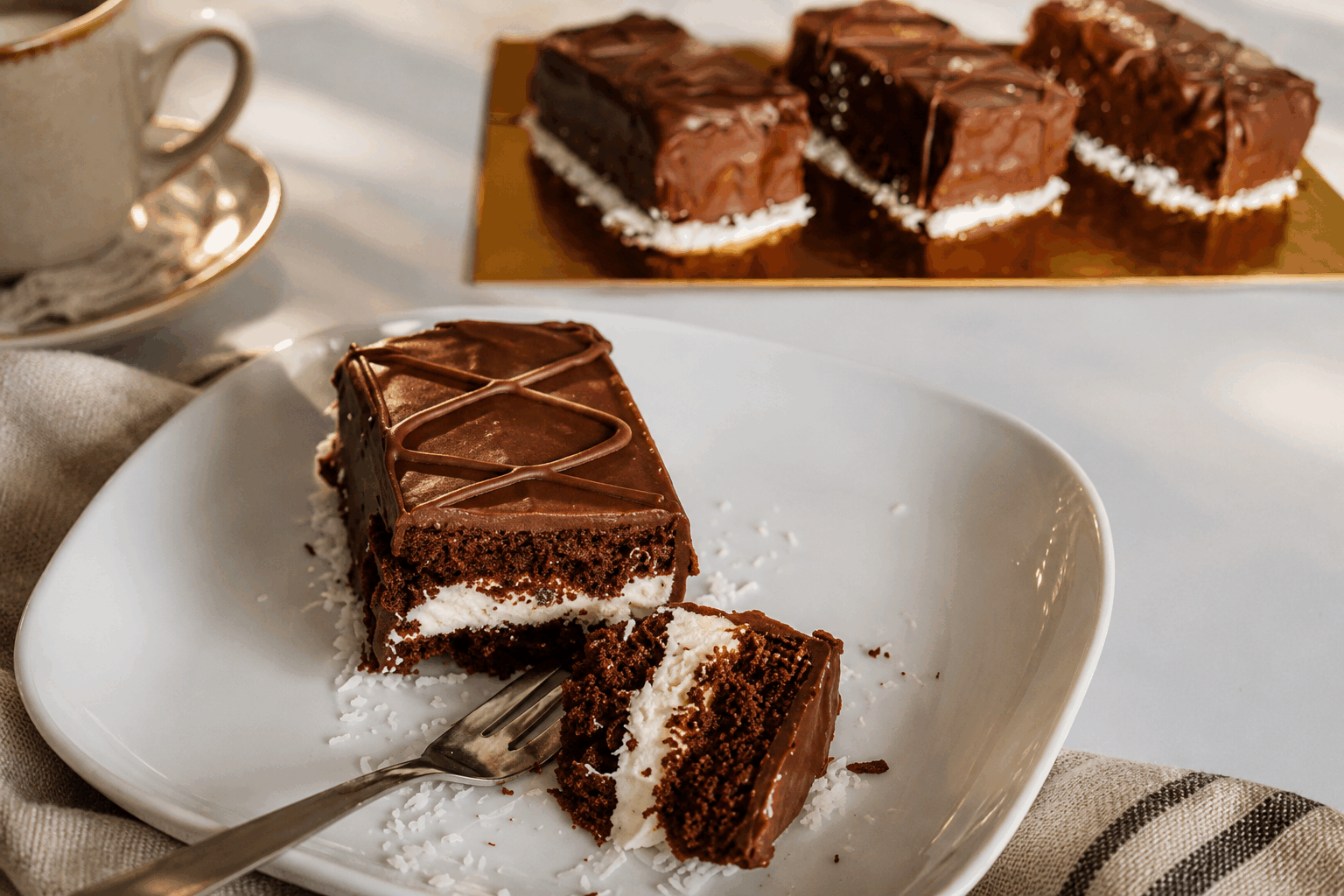 La recette maison du kinder délice en 5 minutes, un pur bonheur fondant 🍫✨ Description Ce gâteau façon Kinder Délice est un petit dessert fondant et gourmand qui ravira les amateurs de chocolat et de douceur. Facile et rapide à préparer, il offre une texture moelleuse avec une généreuse couche de crème au lait et un nappage au chocolat onctueux. Parfait pour une pause sucrée express ou un goûter improvisé. Informations Temps de préparation : 5 minutes Temps de cuisson : 10 minutes Nombre de portions : 4 pièces Difficulté : Facile Ingrédients Pour le gâteau 40 g de farine 30 g de sucre 1 œuf 15 ml d’huile neutre (tournesol ou colza) 1/2 cuillère à café de levure chimique 1 pincée de sel Pour la crème au lait 50 g de mascarpone ou fromage frais type Philadelphia 30 ml de lait 15 g de sucre glace 1/2 cuillère à café d’extrait de vanille Pour le nappage chocolat 50 g de chocolat au lait 10 g de beurre Préparation Préchauffe le four à 180°C (th. 6). Dans un bol, mélange la farine, la levure chimique, le sucre et la pincée de sel. Ajoute l'œuf et l’huile, puis mélange bien jusqu’à obtenir une pâte lisse et homogène. Verse la pâte dans 4 petits moules (muffins ou ramequins) préalablement graissés ou tapissés de papier cuisson. Enfourne pour environ 10 minutes : le gâteau doit être légèrement doré, moelleux au toucher mais cuit en son cœur. Pendant la cuisson, prépare la crème au lait : fouette le mascarpone avec le sucre glace, le lait et l’extrait de vanille jusqu’à obtenir une crème onctueuse. Laisse refroidir les gâteaux quelques minutes puis démoule-les délicatement. Nappe chaque gâteau de la crème au lait en couche généreuse et uniforme. Fais fondre le chocolat au lait avec le beurre au bain-marie ou au micro-ondes par courtes impulsions en remuant régulièrement. Verse le nappage au chocolat sur la crème, étale délicatement et réserve au frais au moins 1 heure avant dégustation pour que le chocolat durcisse légèrement. Astuces Pour un effet encore plus fondant, ajoute un peu de yaourt nature dans la pâte. Tu peux remplacer le mascarpone par du fromage blanc ou de la ricotta pour une version plus légère. Veille à ne pas trop cuire les gâteaux pour garder une texture moelleuse. Prépare ces Kinder Délice la veille, le repos au frais améliore la tenue du nappage et le goût. Service Sers ces mini Kinder Délice bien frais, accompagnés d’un café ou d’un thé pour un goûter gourmand. Dispose-les sur une jolie assiette ou dans des caissettes colorées pour une présentation appétissante, idéale pour impressionner rapidement famille et amis.