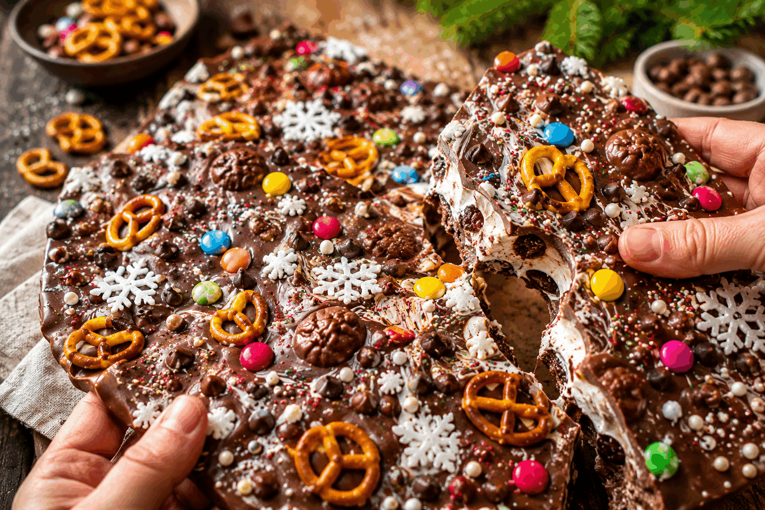 La tablette de chocolat de Noël géante à faire en moins de 10 minutes, gourmands gourmets 🎄🍫 Description Cette tablette de chocolat de Noël géante est une gourmandise rapide et festive, parfaite pour les amateurs de chocolat et d’ambiance chaleureuse pendant les fêtes. Facile et rapide à préparer en moins de 10 minutes, elle allie la richesse du chocolat avec des éclats croquants et des touches sucrées typiques de Noël, idéale pour un cadeau ou un dessert convivial. Informations Temps de préparation : 8 minutes Temps de cuisson : 0 minutes Nombre de portions : 8 parts Difficulté : Facile Ingrédients Pour la tablette de chocolat 300 g de chocolat noir à pâtisser (ou au lait selon préférence) 50 g de fruits secs (noix, noisettes, amandes concassées) 50 g de fruits confits (cerises, écorces d’orange) 30 g de sucre glace 1 cuillère à soupe de beurre Préparation Concassez grossièrement les fruits secs et coupez en petits morceaux les fruits confits. Faites fondre le chocolat au bain-marie avec le beurre, en remuant doucement jusqu’à obtenir une texture lisse et brillante. Retirez du feu et incorporez rapidement le sucre glace, puis ajoutez les fruits secs et fruits confits. Mélangez délicatement pour bien répartir les ingrédients. Versez le mélange dans un moule rectangulaire tapissé de papier sulfurisé, égalisez la surface avec une spatule. Laissez refroidir à température ambiante pendant 30 minutes, puis placez la tablette au réfrigérateur au moins 30 minutes pour qu’elle durcisse. Démoulez délicatement et dégustez ou emballez pour offrir. Astuces Choisissez un chocolat de bonne qualité pour un résultat optimal. Ajoutez un peu de fleur de sel sur le dessus pour un contraste savoureux. Pour varier, remplacez les fruits secs par des éclats de caramel ou des épices comme la cannelle. Ne faites pas trop fondre le chocolat pour éviter qu’il ne devienne trop liquide ou granuleux. Service Servez cette tablette de chocolat de Noël en fin de repas accompagné d’une tasse de thé chaud, de café corsé ou d’un verre de vin doux. Elle sera aussi parfaite coupée en morceaux à offrir dans une jolie boîte de fête.
