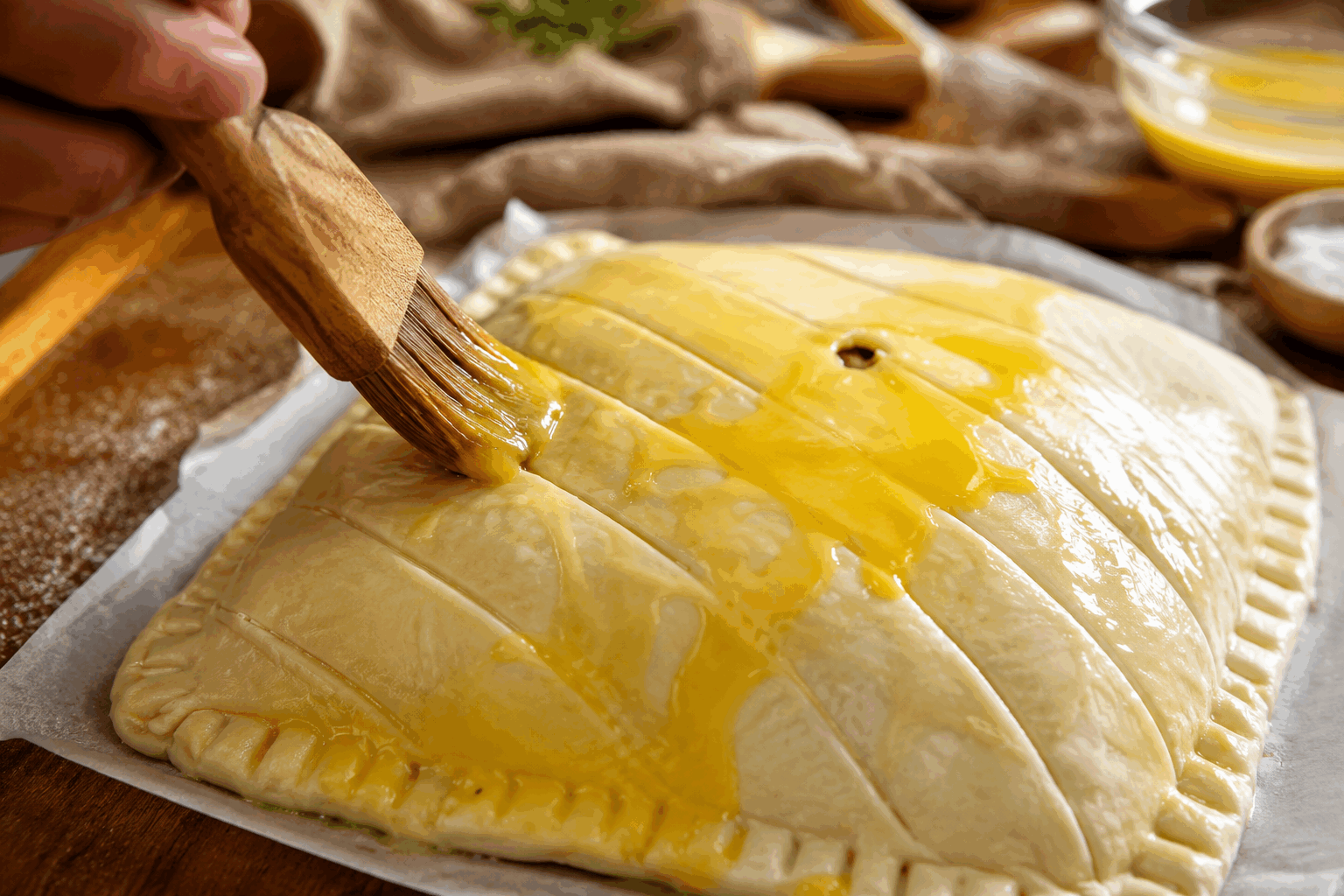 La tarte feuilletée de ma grand-mère, un secret gourmand transmis depuis 70 ans ✨ Description Cette tarte feuilletée est un véritable trésor familial, au goût délicieusement beurré et légèrement caramélisé. Sa pâte croustillante et légère renferme une garniture fondante aux saveurs traditionnelles, parfaite pour un goûter réconfortant ou un dessert dominical. Transmise de génération en génération, cette recette incarne la douceur et la convivialité autour de la table. Informations Temps de préparation : 30 minutes Temps de cuisson : 35 minutes Nombre de portions : 6 à 8 personnes Difficulté : Moyenne Ingrédients Pour la pâte feuilletée maison 250 g de farine de blé 200 g de beurre froid 125 ml d'eau froide 5 g de sel fin Pour la garniture 150 g de sucre 100 g de beurre doux 3 œufs 20 cl de crème fraîche entière 1 cuillère à soupe de farine 1 cuillère à café d’extrait de vanille Facultatif : quelques fruits secs ou pommes en lamelles Préparation Prépare la pâte feuilletée : mélange la farine et le sel dans un saladier. Ajoute 150 g de beurre coupé en dés et sablonne du bout des doigts jusqu’à obtenir une texture grossière. Verse l’eau froide petit à petit en mélangeant, jusqu’à former une pâte homogène sans trop travailler. Forme une boule, enveloppe-la de film alimentaire et laisse reposer au frais 30 minutes. Étale la pâte en un long rectangle sur un plan fariné. Place le beurre restant au centre, rabats les bords de pâte par-dessus comme une enveloppe, puis étale à nouveau en un grand rectangle. Réalise un tour simple : plie la pâte en trois, tourne-la d’un quart de tour, puis étale à nouveau. Répète cette opération 3 à 4 fois en laissant reposer 15 minutes au frais entre chaque tour. Prépare la garniture : dans un bol, fouette les œufs avec le sucre jusqu’à ce que le mélange blanchisse. Ajoute la farine et mélange bien. Incorpore la crème fraîche, le beurre fondu tiède et la vanille. Mélange jusqu’à obtenir une préparation homogène. Préchauffe le four à 180 °C (chaleur tournante). Étale la pâte feuilletée sur environ 3 mm d’épaisseur et fonce un moule à tarte beurré. Verse la garniture sur la pâte. Si tu le souhaites, dépose des pommes en fines lamelles ou parseme de fruits secs pour un goût et une texture supplémentaires. Enfourne pour environ 35 minutes, jusqu’à ce que la tarte soit bien dorée et ferme au toucher. Laisse tiédir avant de démouler. Astuces Pour une pâte encore plus croustillante, veille à ce que le beurre et l’eau soient bien froids lors de la préparation. Si tu manques de temps, une pâte feuilletée du commerce de bonne qualité peut parfaitement convenir. N’hésite pas à personnaliser la garniture avec des zestes d’agrumes ou des épices comme la cannelle pour un twist gourmand. Conserve la tarte à température ambiante, elle se déguste idéalement le jour-même pour garder toute sa texture. Service Servez cette tarte feuilletée tiède ou à température ambiante, accompagnée d’une boule de glace vanille ou d’une cuillère de crème fouettée. Elle s’accorde parfaitement avec un thé noir ou un café fraîchement préparé. Idéale pour un goûter familial ou un moment de partage chaleureux entre proches.