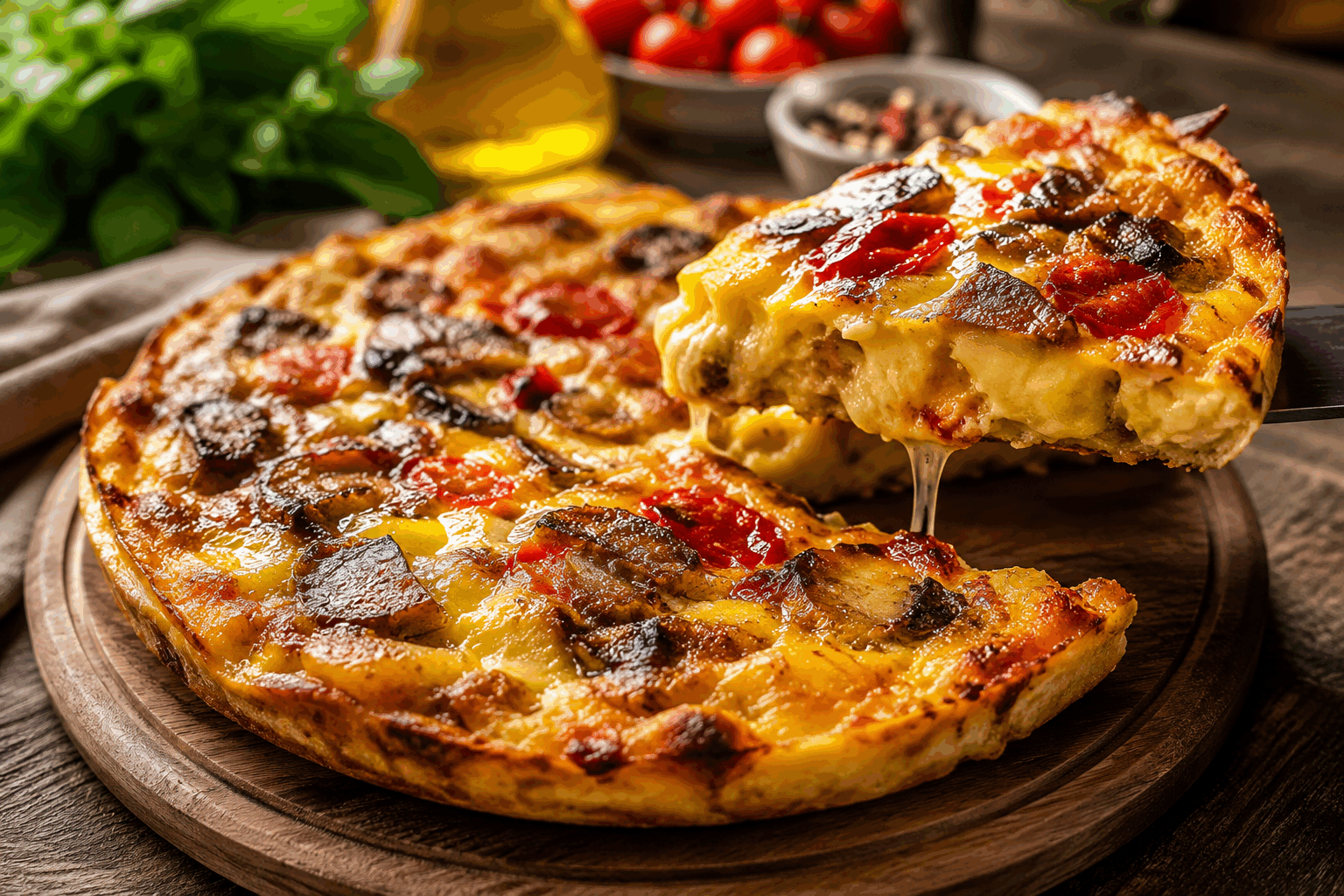La tortilla d’automne aux pommes de terre rôties, prête en 20 minutes juste pour vous 🔥 Description Cette tortilla d’automne revisite la traditionnelle omelette espagnole en y intégrant des pommes de terre rôties, pour un goût riche et réconfortant. Sa texture moelleuse et dorée, associée à des notes automnales, en fait un plat parfait pour un repas rapide et savoureux lors des fraîches soirées de saison. Informations Temps de préparation : 10 minutes Temps de cuisson : 10 minutes Nombre de portions : 4 personnes Difficulté : Facile Ingrédients Pour la tortilla 600 g de pommes de terre à chair ferme 6 œufs 1 oignon moyen 2 cuillères à soupe d’huile d’olive Sel et poivre du moulin 1 branche de thym frais (optionnel) Préparation Préchauffe le four à 200°C. Lave, épluche et coupe les pommes de terre en petits dés réguliers pour une cuisson rapide. Dispose les pommes de terre sur une plaque recouverte de papier cuisson. Mélange avec 1 cuillère à soupe d’huile d’olive, du sel, du poivre et la branche de thym. Enfourne pour 10 minutes jusqu’à ce qu’elles soient dorées et croustillantes. Pendant ce temps, épluche et émince finement l’oignon. Bat les œufs dans un grand bol avec une pincée de sel et de poivre. Dans une poêle antiadhésive, fais chauffer 1 cuillère à soupe d’huile d’olive à feu moyen. Fais revenir l’oignon jusqu’à ce qu’il soit translucide, environ 3 minutes. Ajoute les pommes de terre rôties aux oignons puis verse les œufs battus uniformément sur la préparation. Laisse cuire 5 à 7 minutes à feu doux sans remuer, jusqu’à ce que les bords soient pris et le centre encore légèrement baveux. À l’aide d’une assiette, retourne la tortilla puis fais cuire l’autre face 1 à 2 minutes pour qu’elle soit dorée. Glisse délicatement la tortilla cuite sur un plat, laisse tiédir 2 minutes avant de servir. Astuces Utilise des pommes de terre à chair ferme pour éviter qu’elles ne se désagrègent à la cuisson. Ne mélange pas trop les œufs une fois dans la poêle pour conserver la texture caractéristique de la tortilla. Tu peux ajouter une touche de paprika fumé ou de noix de muscade râpée pour renforcer les saveurs automnales. Pour une version encore plus gourmande, incorpore quelques feuilles d’épinards frais juste avant de verser les œufs. Service Servir la tortilla légèrement tiède ou à température ambiante, accompagnée d’une salade verte croquante ou d’une compotée de tomates. Ce plat convivial est idéal pour un déjeuner rapide, un pique-nique d’automne ou un dîner léger, simple et réconfortant.