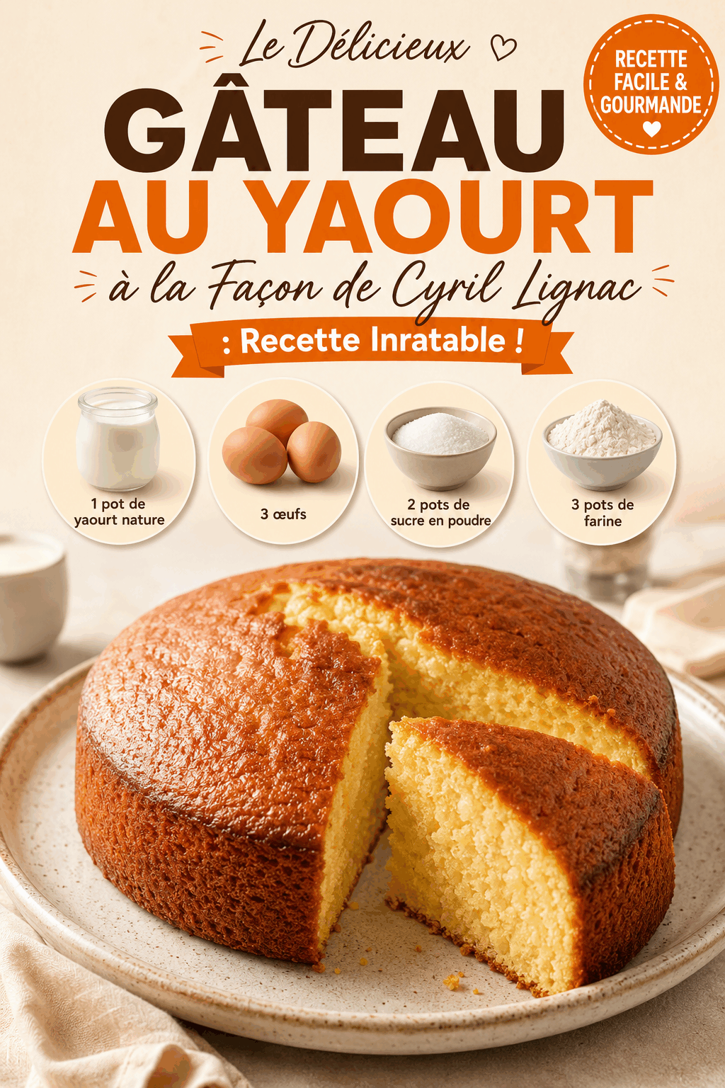 Le Délicieux Gâteau au Yaourt à la Façon de Cyril Lignac : Recette Inratable !