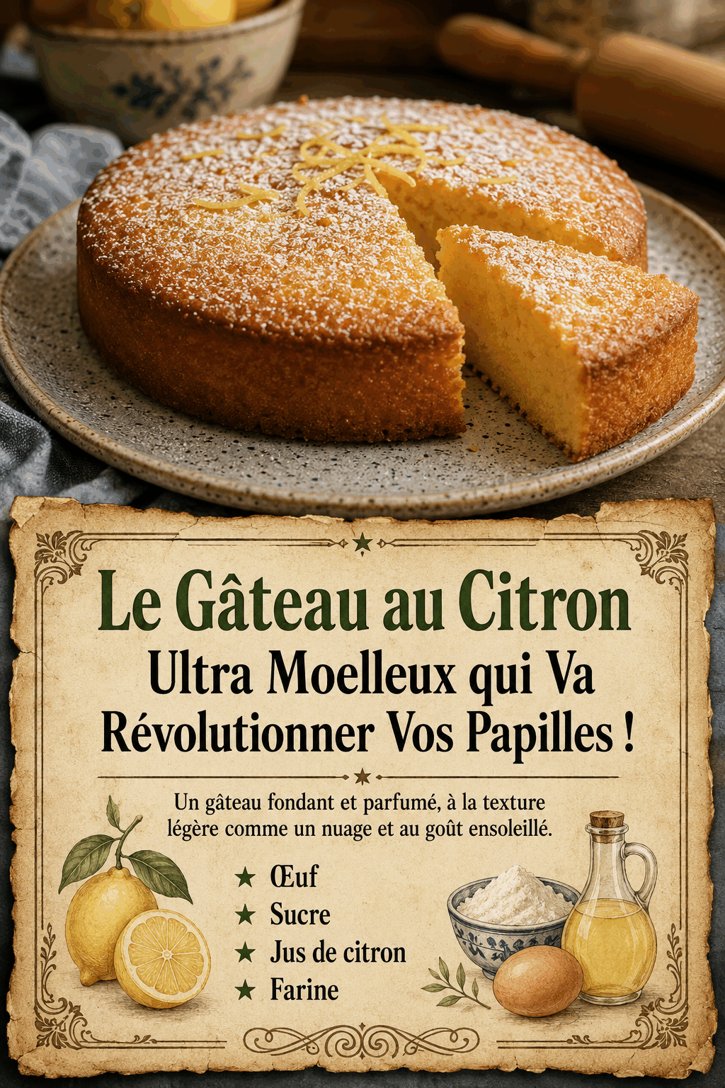 Le Gâteau au Citron Ultra Moelleux qui Va Révolutionner Vos Papilles !