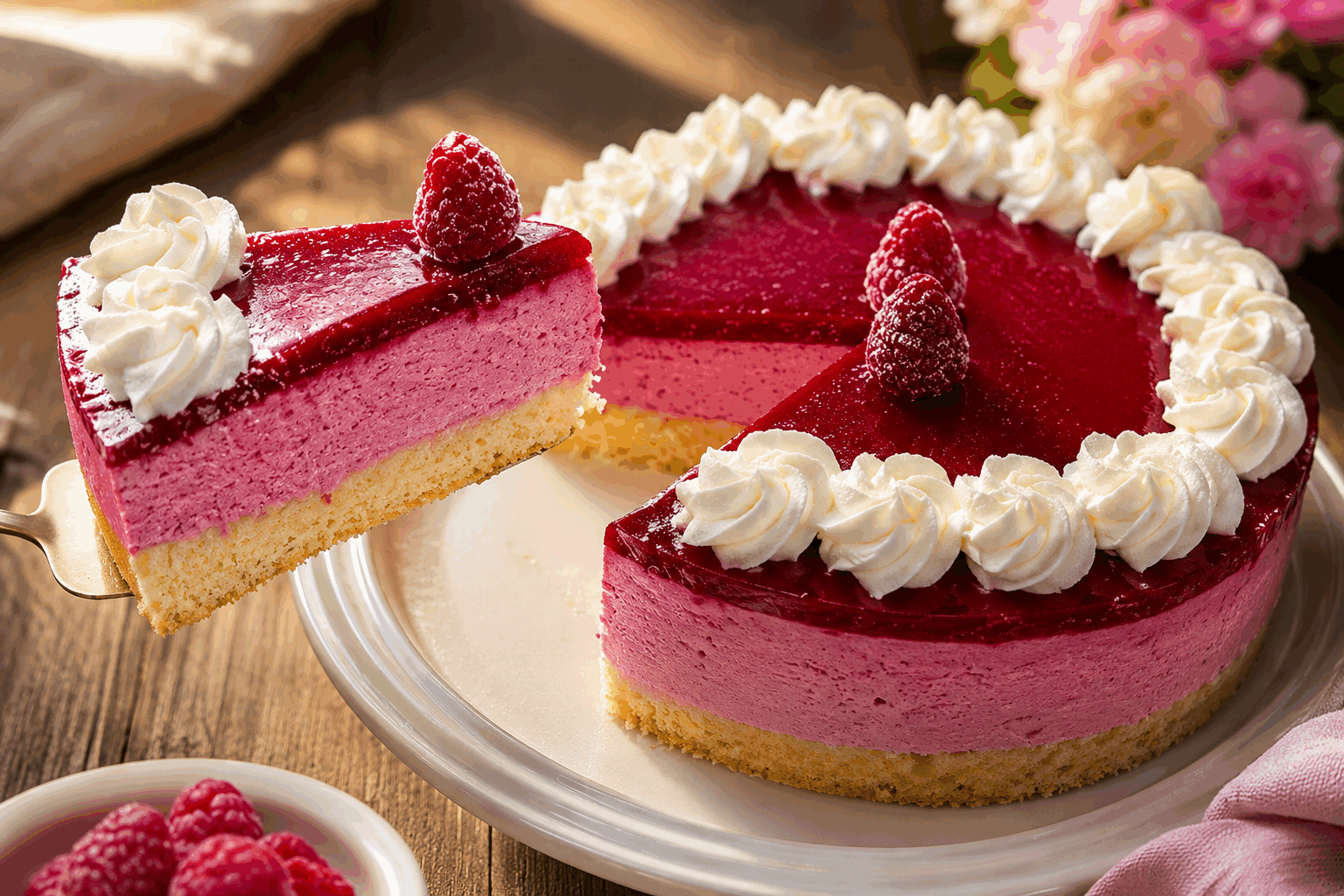 Le bavarois aux framboises de ma grand-mère, un dessert qui fond en bouche 😍 Description Ce bavarois aux framboises est un dessert doux et aérien, parfait pour les grandes occasions ou pour se faire plaisir. Sa texture fondante mêle la délicatesse de la crème bavaroise à l’acidité fruitée des framboises fraîches, rappelant les recettes traditionnelles familiales. Un classique gourmand et élégant qui séduit tous les palais. Informations Temps de préparation : 30 minutes Temps de cuisson : 10 minutes Nombre de portions : 8 personnes Difficulté : Moyenne Ingrédients Pour la base biscuitée 150 g de biscuits type spéculoos ou sablés 70 g de beurre doux fondu Pour la bavaroise aux framboises 300 g de framboises fraîches ou surgelées 100 g de sucre en poudre 4 feuilles de gélatine (8 g) 250 ml de lait entier 3 jaunes d'œufs 250 ml de crème liquide entière (30% MG), bien froide 1 cuillère à café d’extrait de vanille Préparation Fais ramollir les feuilles de gélatine dans un bol d’eau froide pendant 10 minutes. Mixe finement les biscuits puis mélange-les avec le beurre fondu. Tapisse le fond d’un moule à charnière (environ 20 cm) avec ce mélange. Presse bien et réserve au frais. Dans une casserole, chauffe le lait avec la moitié du sucre et l’extrait de vanille jusqu’à ébullition. Dans un saladier, fouette les jaunes d'œufs avec le reste du sucre jusqu’à blanchiment. Verse le lait chaud progressivement sur les jaunes tout en fouettant, puis reverse le mélange dans la casserole. Cuis à feu doux en remuant continuellement jusqu’à ce que la crème épaississe légèrement (température entre 82-85°C, ne pas faire bouillir). Cela forme une crème anglaise. Hors du feu, ajoute la gélatine essorée et mélange bien pour la dissoudre. Laisse tiédir à température ambiante. Mixe les framboises puis passe la purée au tamis pour éliminer les grains. Incorpore la purée à la crème anglaise tiède. Monte la crème liquide en chantilly ferme. Incorpore-la délicatement à la préparation aux framboises à l’aide d’une spatule en soulevant la masse. Verse la bavaroise sur la base biscuitée dans le moule, lisse la surface et place au réfrigérateur pendant au moins 4 heures (idéalement une nuit) pour que la mousse prenne bien. Astuces Utilise des framboises bien mûres pour un maximum de saveur, ou une bonne purée surgelée en hiver. Ne faites pas bouillir la crème anglaise pour éviter de la faire coaguler : la texture doit rester bien lisse. Pour démouler facilement, passe la lame d’un couteau autour du bavarois et plonge brièvement le fond du moule dans de l’eau chaude. Tu peux décorer le dessus avec des framboises fraîches et quelques feuilles de menthe pour une présentation fraîche et colorée. Service Sers ce bavarois bien frais, accompagné d’un coulis de fruits rouges ou d’un petit verre de champagne pour les grandes occasions. Il fait un dessert élégant et léger qui ravira tes invités, idéal pour un repas estival ou une fête de famille.