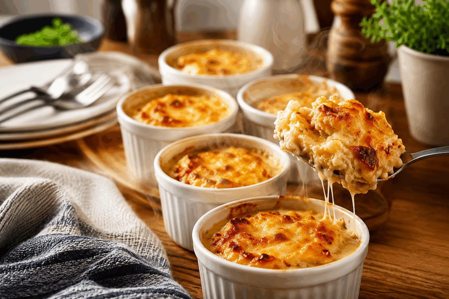 Le gratin de chou-fleur inratable en 5 minutes, la sauce Mornay qui fait toute la différence 😋✨ Description Ce gratin de chou-fleur est une recette rapide, savoureuse et facile à réaliser. La texture fondante du chou-fleur s'allie parfaitement à la sauce Mornay onctueuse et gratinée, offrant un plat réconfortant et plein de caractère. Idéal en accompagnement d’un plat de viande ou en plat principal léger, il séduira toute la famille en un rien de temps. Informations Temps de préparation : 10 minutes Temps de cuisson : 25 minutes Nombre de portions : 4 personnes Difficulté : Facile Ingrédients Pour le chou-fleur 1 chou-fleur moyen (environ 700 g) 1 litre d’eau 10 g de sel Pour la sauce Mornay 40 g de beurre 40 g de farine 500 ml de lait entier 100 g de gruyère râpé 50 g de parmesan râpé 1 pincée de noix de muscade Sel et poivre du moulin Préparation Préchauffe le four à 200°C (chaleur tournante de préférence). Détaille le chou-fleur en bouquets réguliers, puis plonge-les dans l’eau bouillante salée. Cuits-les 5 minutes jusqu’à ce qu’ils soient juste tendres mais encore fermes. Égoutte-les soigneusement. Prépare la sauce Mornay : fais fondre le beurre dans une casserole à feu moyen. Ajoute la farine en une seule fois et mélange vigoureusement à l’aide d’un fouet pour obtenir un roux blanc. Laisse cuire 2 minutes sans coloration en remuant. Verse le lait progressivement tout en continuant de fouetter pour éviter les grumeaux. Porte à ébullition et fais épaissir la sauce pendant 3 à 4 minutes. Incorpore les fromages râpés, la noix de muscade, du sel et du poivre selon ton goût. Mélange jusqu’à ce que les fromages soient fondus et la sauce bien onctueuse. Dispose les bouquets de chou-fleur dans un plat à gratin beurré, puis nappe-les uniformément avec la sauce Mornay. Enfourne pour 15 à 18 minutes, ou jusqu’à ce que le dessus soit bien gratiné et doré. Sors le gratin du four, laisse reposer 5 minutes avant de servir. Astuces Pour un chou-fleur parfaitement tendre mais pas mou, ne le cuisez pas trop en blanchissant, il finira de cuire au four. Le choix de fromages est adaptable : le comté, emmental ou même du cheddar peuvent remplacer le gruyère pour varier les saveurs. Pour une texture encore plus crémeuse, ajoute un jaune d’œuf à la sauce Mornay hors du feu avant de la verser sur le chou-fleur. Si tu manques de temps, utilise du chou-fleur pré-coupé et surgelé, il réduira considérablement la préparation. Service Déguste ce gratin en accompagnement d’une viande rôtie, d’un poisson vapeur ou simplement avec une salade verte pour un repas léger. Il est parfait pour un repas familial convivial ou un dîner rapide en semaine.