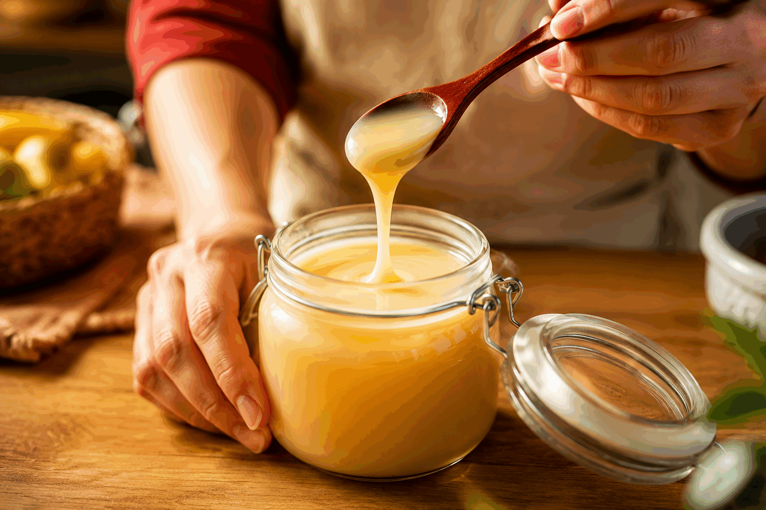 Le lait concentré sucré maison en 2 ingrédients, prêt en 5 minutes seulement ! ✨ Description Le lait concentré sucré maison est une préparation onctueuse et sucrée, idéale pour apporter douceur et texture à vos desserts. Facile et rapide à réaliser, il ne nécessite que deux ingrédients et peut s'utiliser dans de nombreuses recettes, comme les gâteaux, crèmes ou boissons gourmandes. Informations Temps de préparation : 5 minutes Temps de cuisson : 5 minutes Nombre de portions : Environ 300 ml (pour 4 à 6 personnes selon usage) Difficulté : Facile Ingrédients Pour le lait concentré sucré maison 250 ml de lait entier 150 g de sucre en poudre Préparation Verse le lait entier dans une casserole à fond épais pour une cuisson uniforme. Ajoute le sucre en poudre au lait. Fais chauffer à feu moyen-doux en remuant constamment avec une cuillère en bois ou un fouet pour éviter que le mélange n’accroche ou ne brûle. Laisse le mélange réduire doucement pendant environ 5 minutes, jusqu’à obtenir une consistance légèrement épaisse et sirupeuse, tout en gardant une couleur blanche ou légèrement crème. Retire la casserole du feu et laisse refroidir à température ambiante. Une fois refroidi, verse le lait concentré sucré maison dans un récipient propre, ferme hermétiquement et conserve-le au réfrigérateur. Astuces Utilise du lait entier pour obtenir un lait concentré riche et onctueux ; le lait demi-écrémé ne donnera pas le même résultat. Remue constamment pour éviter que le lait n’accroche au fond de la casserole et ne brûle. Si le lait concentré te semble trop liquide après refroidissement, remets-le quelques minutes sur feu doux en remuant doucement. Pour une version légèrement parfumée, ajoute une gousse de vanille fendue dans le lait avant cuisson, puis retire-la avant de mettre en pot. Service Utilise ce lait concentré sucré maison pour napper des fruits frais, réalises des desserts comme les cheesecakes, glaces, ou biscuits, ou encore pour sucrer et apporter du crémeux à des boissons chaudes comme le café ou le chocolat chaud. C’est un ingrédient polyvalent qui fera le bonheur des gourmands à tout moment.