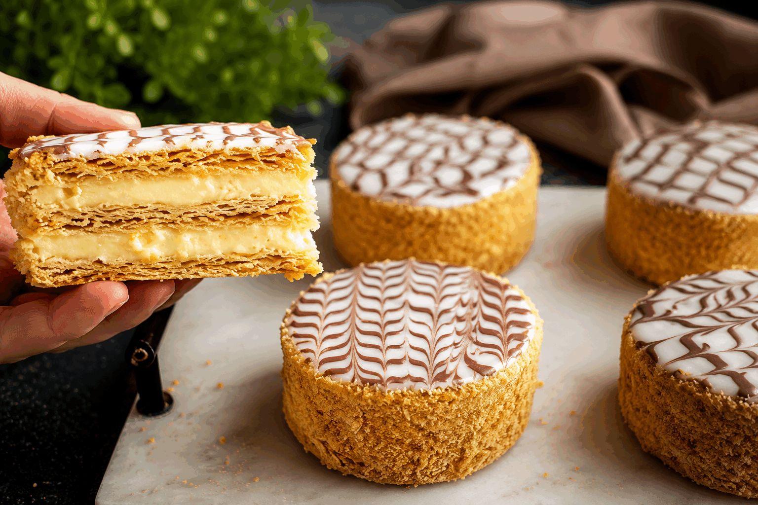 Le mille-feuilles express en 10 minutes qui va faire fondre vos papilles 😍 Description Ce mille-feuilles express mêle la texture croustillante d’une pâte feuilletée prête à cuire à une crème légère et onctueuse, préparée en un temps record. Sa rapidité d’exécution en fait un dessert parfait pour les gourmands pressés, sans sacrifier la gourmandise ni l’élégance. Une alliance savoureuse qui séduira tous les amateurs de pâtisserie classique revisitée. Informations Temps de préparation : 5 minutes Temps de cuisson : 5 minutes Nombre de portions : 4 personnes Difficulté : Facile Ingrédients Pour la pâte 1 rouleau de pâte feuilletée pur beurre (env. 230 g) Pour la crème 250 ml de crème liquide entière bien froide 30 g de sucre glace 1 cuillère à café d’extrait de vanille Pour la finition 30 g de sucre glace pour saupoudrer Quelques fruits rouges (facultatif) Préparation Préchauffe le four à 200°C (chaleur tournante si possible). Déroule la pâte feuilletée sur une plaque recouverte de papier cuisson, pique-la légèrement à la fourchette pour éviter qu’elle ne gonfle trop. Recouvre la pâte avec une deuxième feuille de papier cuisson puis pose une autre plaque ou un plat à gâteau dessus afin d’obtenir une cuisson bien plate et croustillante. Enfourne pour 5 minutes, surveille la coloration : ta pâte doit être dorée et croustillante. Laisse refroidir complètement. Pendant ce temps, monte la crème liquide au batteur électrique en chantilly ferme, ajoute progressivement le sucre glace et l’extrait de vanille pour parfumer. Quand la pâte est froide, coupe-la en trois rectangles identiques. Sur le premier rectangle, étale délicatement une couche généreuse de chantilly vanillée. Recouvre avec le deuxième rectangle, appuie légèrement et étale une autre couche de chantilly. Dispose le dernier rectangle par-dessus, presse doucement pour tasser l’ensemble sans écraser la crème. Saupoudre de sucre glace à l’aide d’un tamis pour une finition élégante. Ajoute éventuellement quelques fruits rouges pour la couleur et la fraîcheur. Astuces Pour un résultat encore plus gourmand, ajoute quelques gouttes de rhum ou d’amande amère dans la chantilly. Utilise une pâte feuilletée pur beurre pour un croustillant optimal et un goût authentique. Assure-toi que la crème soit très froide avant de la monter, cela facilitera la formation d’une chantilly ferme. Couvre le mille-feuilles d’un film alimentaire s’il doit patienter avant d’être dégusté pour éviter que la crème ne sèche. Service Servez ce mille-feuilles express accompagné d’un café ou d’un thé gourmand, idéal pour un dessert improvisé ou une dégustation sucrée entre amis. Présentez-le sur une assiette plate avec une petite pousse de menthe ou quelques fruits frais pour une touche fraîche et colorée.