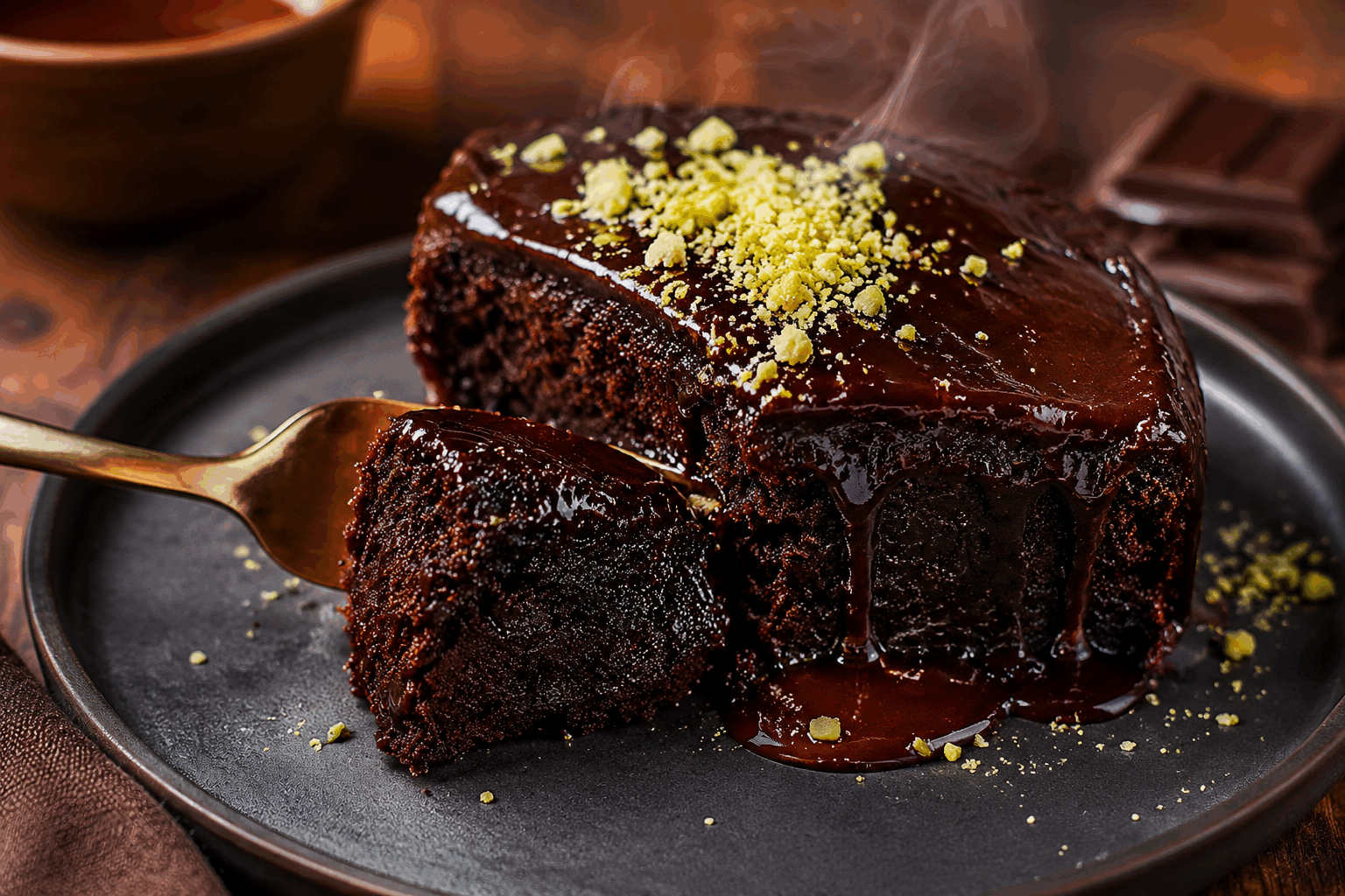 Le secret du islak kek turc fondant en 5 minutes, un dessert au chocolat qui séduit tous les gourmands 👌✨ Description Le Islak Kek est un gâteau turc ultra-moelleux et humide, imbibé d’un sirop au chocolat qui le rend délicieusement fondant. Ce dessert, rapide à préparer, séduit les amateurs de chocolat par sa texture légère et son goût intense. Idéal pour un goûter improvisé ou une fin de repas gourmande. Informations Temps de préparation : 5 minutes Temps de cuisson : 10 minutes Nombre de portions : 6 à 8 parts Difficulté : Facile Ingrédients Pour le gâteau 125 g de farine 2 cuillères à soupe de cacao en poudre non sucré 150 g de sucre 1 œuf 120 ml de lait tiède 80 ml d’huile neutre (tournesol ou colza) 1 sachet de levure chimique (environ 10 g) 1 pincée de sel Pour le sirop au chocolat 150 ml d’eau 50 g de sucre 2 cuillères à soupe de cacao en poudre non sucré 10 g de beurre Préparation Préchauffe le four à 180°C (chaleur statique ou ventilée). Dans un bol, tamise la farine, la levure chimique, le cacao en poudre et la pincée de sel. Dans un autre récipient, fouette l’œuf avec le sucre jusqu’à ce que le mélange blanchisse. Ajoute l’huile puis le lait tiède en continuant de mélanger. Incorpore progressivement les ingrédients secs au mélange humide, mélange juste assez pour obtenir une pâte homogène et lisse, sans grumeaux. Verse la préparation dans un moule carré (environ 20x20 cm) ou un plat allant au four, chemisé de papier sulfurisé. Enfourne pour 10 minutes environ : le gâteau doit rester fondant et ne pas trop durcir. Pendant la cuisson, prépare le sirop. Dans une casserole, mélange l’eau, le sucre et le cacao. Porte à ébullition puis laisse frémir 2-3 minutes. Hors du feu, ajoute le beurre et remue jusqu’à ce qu’il soit fondu et bien incorporé. Sors le gâteau du four, laisse-le tiédir 2 minutes. Coupe-le en carrés, puis verse généreusement le sirop chaud dessus pour bien imbiber chaque morceau. Laisse reposer 5 minutes avant de déguster, pour que le gâteau absorbe parfaitement le sirop et devienne ultra-fondant. Astuces Utilise un cacao de bonne qualité pour un goût chocolaté intense. Ne mélange pas trop la pâte pour éviter que le gâteau soit dur. Verse le sirop lorsque le gâteau est encore chaud pour une meilleure absorption. Pour plus de gourmandise, ajoute une touche de noix ou pistaches concassées dans la pâte. Service Sers ce islak kek accompagné d’un thé noir à la menthe ou d’un café turc pour une expérience authentique. Présente-le dans des petits moules individuels ou en carrés sur un joli plat. Ce dessert fondant ravira tous les gourmands lors d’un goûter, d’une petite fête ou simplement pour se faire plaisir rapidement.