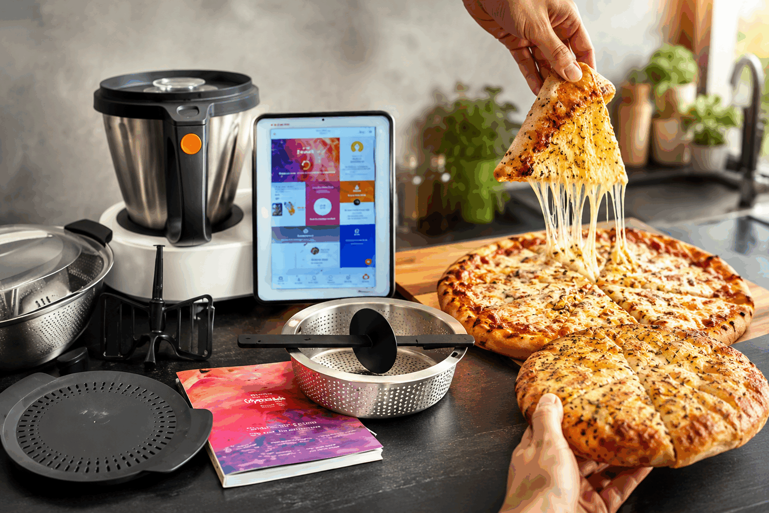 Le secret d’un velouté parfait en 5 minutes avec le MyCook Next 🥄✨ Description Ce velouté express, préparé en seulement cinq minutes grâce au robot MyCook Next, est une soupe crémeuse et riche en saveurs. Parfait pour les soirs de semaine ou pour une entrée légère et réconfortante, il marie la douceur des légumes à une texture lisse et onctueuse, idéale pour se réchauffer rapidement. Informations Temps de préparation : 3 minutes Temps de cuisson : 5 minutes Nombre de portions : 4 personnes Difficulté : Facile Ingrédients Pour le velouté 300 g de carottes pelées et coupées en rondelles 200 g de pommes de terre pelées et coupées en cubes 1 oignon moyen 750 ml d’eau 1 cube de bouillon de légumes ou de volaille 100 ml de crème liquide 1 cuillère à soupe d’huile d’olive Sel et poivre du moulin Préparation Place l’oignon pelé et coupé en deux dans le bol du MyCook Next, puis mixe 5 secondes à vitesse 10 pour le hacher finement. Ajoute l’huile d’olive et fais revenir 2 minutes à 120°C, vitesse 2, sans le gobelet doseur pour faire légèrement dorer l’oignon. Incorpore les carottes, les pommes de terre, l’eau ainsi que le cube de bouillon. Assaisonne avec une pincée de sel et de poivre. Programmez le MyCook Next sur 5 minutes à 100°C, vitesse 3, avec le gobelet doseur. À la fin de la cuisson, mixe 1 minute à vitesse 10 pour obtenir une texture veloutée bien lisse. Ajoute la crème liquide et mixe 10 secondes à vitesse 4 pour homogénéiser. Goûte et rectifie l’assaisonnement si nécessaire. Astuces Utilise des légumes frais et de saison pour un goût optimal et naturel. Pour un velouté plus léger, remplace la crème par du lait écrémé ou une touche de fromage blanc. Veille à bien mixer en fin de cuisson pour éviter les grumeaux et rendre le velouté parfaitement onctueux. Tu peux varier les légumes selon tes envies : courgettes, potiron ou brocolis s’adaptent aussi très bien à cette recette. Service Serre ce velouté bien chaud, dans des bols, accompagné de croûtons dorés à l’ail ou d’une pincée de ciboulette fraîche. Il convient parfaitement en entrée légère ou en repas rapide le soir, avec une tranche de pain complet ou une petite salade verte.