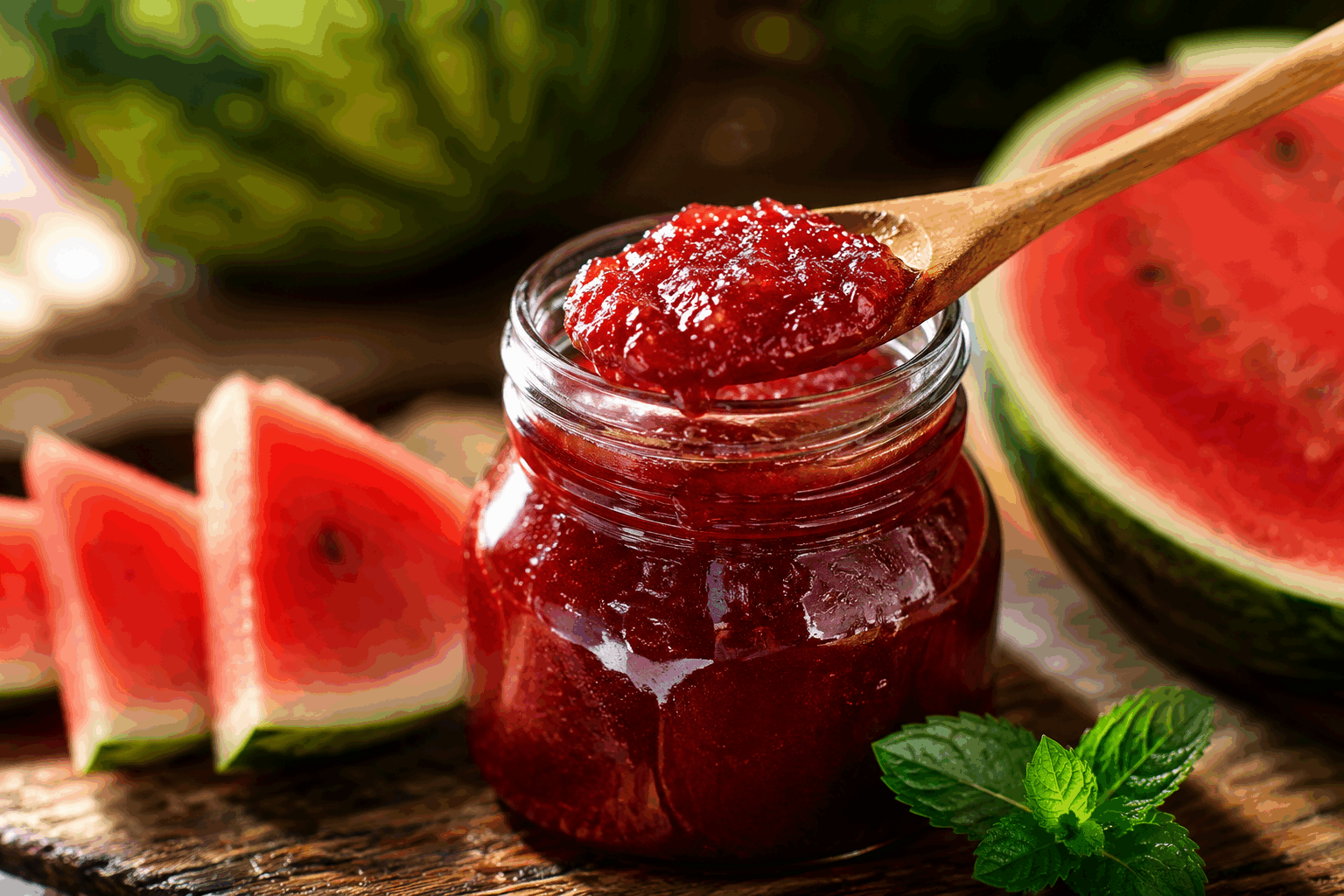 Miel de pastèque maison : sans sucre, 1 ingrédient et prêt en 5 minutes 🔥 Description Ce miel de pastèque est une préparation naturelle, légère et sucrée uniquement grâce à la pastèque, sans ajout de sucre. Sa texture est onctueuse et douce, idéale pour sucrer vos desserts ou accompagner vos plats frais. Simple et rapide à réaliser, cette recette saine est parfaite pour l’été ou toute occasion où vous souhaitez une alternative saine au miel traditionnel. Informations Temps de préparation : 5 minutes Temps de cuisson : 0 minute Nombre de portions : 4 portions Difficulté : Facile Ingrédients Pour le miel de pastèque 400 g de pastèque bien mûre (sans pépins) Préparation Coupe la pastèque en morceaux en retirant soigneusement la peau et les pépins. Place les morceaux de pastèque dans un mixeur ou un blender. Mixe jusqu’à obtenir une purée très lisse et homogène. Transfère la purée dans une petite casserole et fais chauffer à feu doux pendant environ 3 à 5 minutes, en remuant constamment pour réduire légèrement l’eau et concentrer les sucres naturels. Laisse refroidir le mélange, la consistance va s’épaissir pour devenir sirupeuse, proche du miel. Astuces Utilise une pastèque bien sucrée et mûre pour un meilleur goût sucré naturel. Veille à remuer sans cesse pendant la cuisson pour éviter que la purée ne brûle ou accroche. Tu peux conserver ce miel au réfrigérateur dans un pot hermétique jusqu’à 5 jours. Si la texture est trop liquide, prolonge légèrement la cuisson pour épaissir davantage. Service Servez ce miel de pastèque sur des tartines, dans du yaourt nature, avec des crêpes, ou en nappage sur des fruits frais. Il est idéal pour un goûter sain ou un petit-déjeuner estival. Vous pouvez aussi l’utiliser comme un sirop naturel dans vos boissons froides.