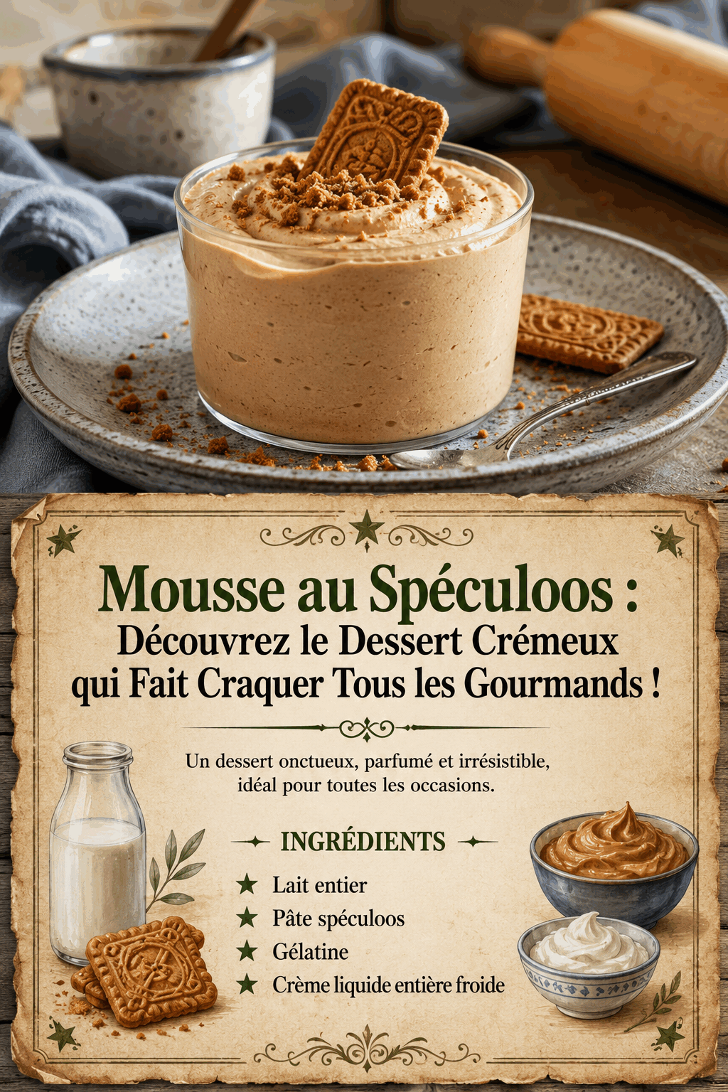 Mousse au Spéculoos : Découvrez le Dessert Crémeux qui Fait Craquer Tous les Gourmands !