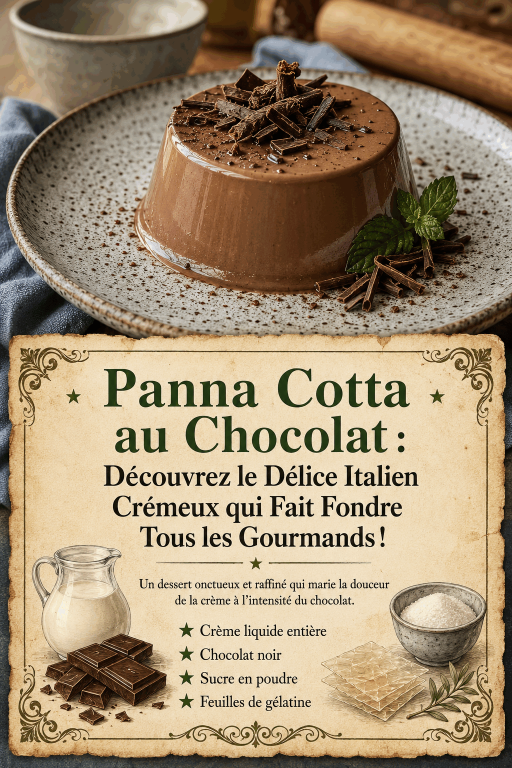 Panna Cotta au Chocolat : Découvrez le Délice Italien Crémeux qui Fait Fondre Tous les Gourmands !