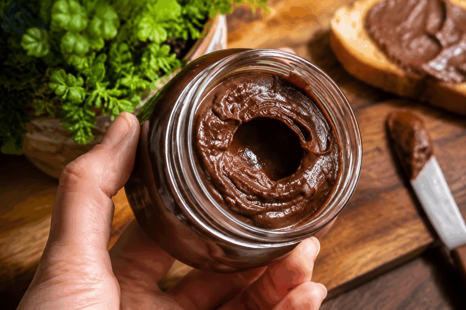 Pâte à tartiner au chocolat vegan en 5 minutes, saine et parfaite pour les enfants 👌✨ Description Cette pâte à tartiner au chocolat vegan est rapide à préparer, douce et onctueuse, idéale pour les enfants. Elle se distingue par sa composition saine, sans produits d'origine animale ni sucres raffinés, tout en offrant un goût gourmand de cacao. Parfaite au petit déjeuner ou au goûter pour toute la famille. Informations Temps de préparation : 5 minutes Temps de cuisson : 0 minute Nombre de portions : 6 Difficulté : Facile Ingrédients Pour la pâte à tartiner 200 g de noisettes décortiquées 30 g de cacao en poudre non sucré 80 ml de lait végétal (amande, avoine ou soja) 3 cuillères à soupe de sirop d’érable ou d’agave 1 cuillère à soupe d’huile de coco fondue 1 pincée de sel 1 cuillère à café d’extrait de vanille (optionnel) Préparation Préchauffe le four à 180°C. Étale les noisettes sur une plaque et torréfie-les pendant 10 minutes pour intensifier leur saveur, puis laisse refroidir. Verse les noisettes dans un blender ou un robot puissant et mixe jusqu’à obtenir une pâte lisse et homogène, en raclant régulièrement les parois. Ajoute le cacao en poudre, le lait végétal, le sirop d’érable, l’huile de coco, le sel et l’extrait de vanille. Mixe de nouveau jusqu’à obtenir une texture crémeuse et bien homogène. Goûte et ajuste la douceur ou la texture en ajoutant un peu plus de lait végétal ou de sirop selon tes préférences. Transfère la pâte à tartiner dans un pot hermétique et conserve-la au réfrigérateur. Sortez-la 10 minutes avant consommation pour une texture plus souple. Astuces Si ton robot n’est pas très puissant, mixe les noisettes en plusieurs fois pour éviter de surchauffer l’appareil. Remplace les noisettes par des amandes pour une pâte légèrement différente, toujours vegan et saine. Pour une version encore plus gourmande, ajoute une cuillère à soupe de purée de noisettes. Conserve la pâte à tartiner au réfrigérateur jusqu’à 2 semaines pour garder toute sa fraîcheur. Service Servez cette pâte à tartiner sur du pain complet, des crêpes ou des fruits frais pour un goûter sain. Elle est idéale pour les enfants, à tout moment de la journée, et ravira toute la famille avec son goût chocolaté naturel et sa texture fondante.