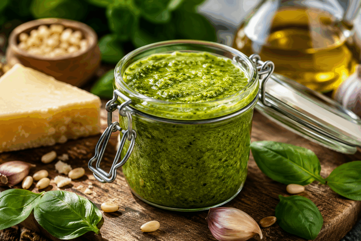 Pesto de pois chiches onctueux en 5 minutes, la recette du printemps qui change tout 🔥 Description Ce pesto de pois chiches onctueux est une alternative fraîche et végétarienne au pesto traditionnel. Sa texture veloutée et son goût légèrement noisetté en font une sauce parfaite pour agrémenter vos salades, pâtes ou toasts printaniers. Facile et rapide à préparer, il apporte une touche innovante et saine à vos repas de saison. Informations Temps de préparation : 5 minutes Temps de cuisson : 0 minutes Nombre de portions : 4 Difficulté : Facile Ingrédients Pour le pesto 240 g de pois chiches cuits (égouttés en conserve ou cuits maison) 40 g de feuilles de basilic frais 30 g de parmesan râpé 30 g de pignons de pin 1 gousse d’ail 60 ml d’huile d’olive extra vierge 1 cuillère à soupe de jus de citron frais Sel fin Poivre noir du moulin Préparation Rincez les pois chiches à l’eau froide et égouttez-les bien pour éviter un pesto trop liquide. Dans un mixeur ou un blender, placez les pois chiches, les feuilles de basilic lavées, le parmesan râpé, les pignons de pin et la gousse d’ail pelée. Mixez par à-coups en ajoutant progressivement l’huile d’olive jusqu’à obtenir une texture onctueuse et homogène. Incorporez le jus de citron, salez et poivrez selon votre goût, puis mixez une dernière fois pour bien mélanger. Goûtez et rectifiez l’assaisonnement si nécessaire. Si le pesto est trop épais, ajoutez un filet d’eau ou encore un peu d’huile d’olive. Astuces Pour un pesto plus léger, remplacez une partie des pignons de pin par des noix ou des amandes. Si vous souhaitez un goût plus doux, retirez la gousse d’ail ou réduisez sa quantité. Pour intensifier la fraîcheur, ajoutez une poignée de persil plat ou de menthe dans le mixeur. Conservez ce pesto au réfrigérateur dans un pot hermétique jusqu’à 3 jours en surface huilée pour éviter l’oxydation. Service Servez ce pesto de pois chiches sur des pâtes al dente, comme sauce d’accompagnement pour des légumes grillés ou simplement tartiné sur du pain grillé pour un apéritif printanier. Il accompagne merveilleusement bien les plats légers ainsi que les salades composées, apportant fraîcheur et originalité à vos repas.