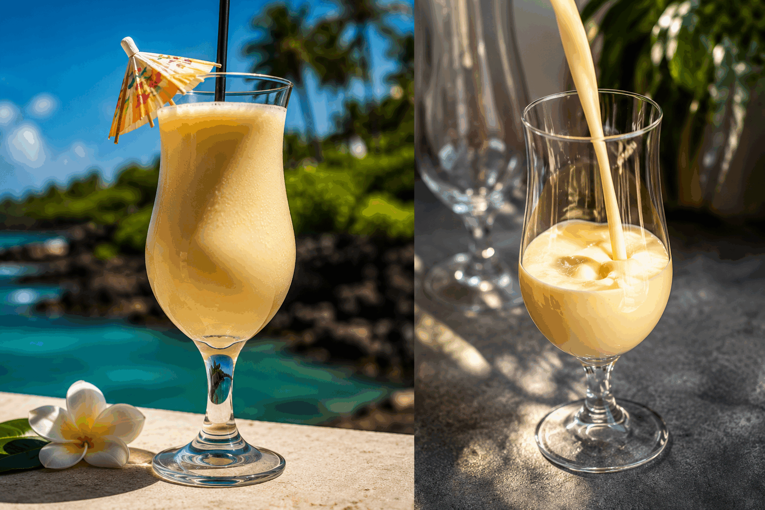 Piña Colada express en 2 minutes, sans alcool et super fraîche pour l'été 🍍✨ Description La Piña Colada express est une version rapide et sans alcool du célèbre cocktail tropical originaire de Porto Rico. Ce breuvage doux et fruité combine l'ananas frais, la noix de coco et la fraîcheur de la glace pour une boisson désaltérante idéale lors des chaudes journées d’été. Facile à préparer, elle ravira petits et grands en quête de fraîcheur et de gourmandise. Informations Temps de préparation : 2 minutes Temps de cuisson : 0 minutes Nombre de portions : 2 verres Difficulté : Facile Ingrédients Pour la Piña Colada sans alcool 200 g d’ananas frais coupé en morceaux 120 ml de lait de coco 100 ml de jus d’ananas 200 g de glace pilée 1 cuillère à soupe de sucre de canne (optionnel) Quelques feuilles de menthe pour la décoration 1 tranche d’ananas pour le décor Préparation Mets l’ananas frais, le lait de coco, le jus d’ananas, la glace pilée et le sucre de canne dans un blender. Mixe le tout pendant environ 30 secondes jusqu’à obtenir une texture lisse et onctueuse. Goûte et ajuste la douceur en ajoutant un peu plus de sucre si nécessaire, puis mixe à nouveau brièvement. Verse la préparation dans deux grands verres refroidis. Décore avec une tranche d’ananas et une feuille de menthe pour la touche fraîcheur. Astuces Utilise de l’ananas bien mûr pour un goût naturellement sucré et fruité. La glace pilée permet d’obtenir une texture plus rafraîchissante que des glaçons entiers. Pour une version vegan, vérifie que le lait de coco ne comporte pas d’additifs d’origine animale. Si tu souhaites une texture plus épaisse, ajoute un peu de yaourt nature ou de la crème de coco. Service Sers ta Piña Colada express bien fraîche, accompagnée éventuellement de biscuits légers ou d’une salade de fruits tropicaux. Cette boisson sans alcool est parfaite à l’apéritif ou pour une pause rafraîchissante lors d’un après-midi d’été en terrasse ou au bord de la piscine.